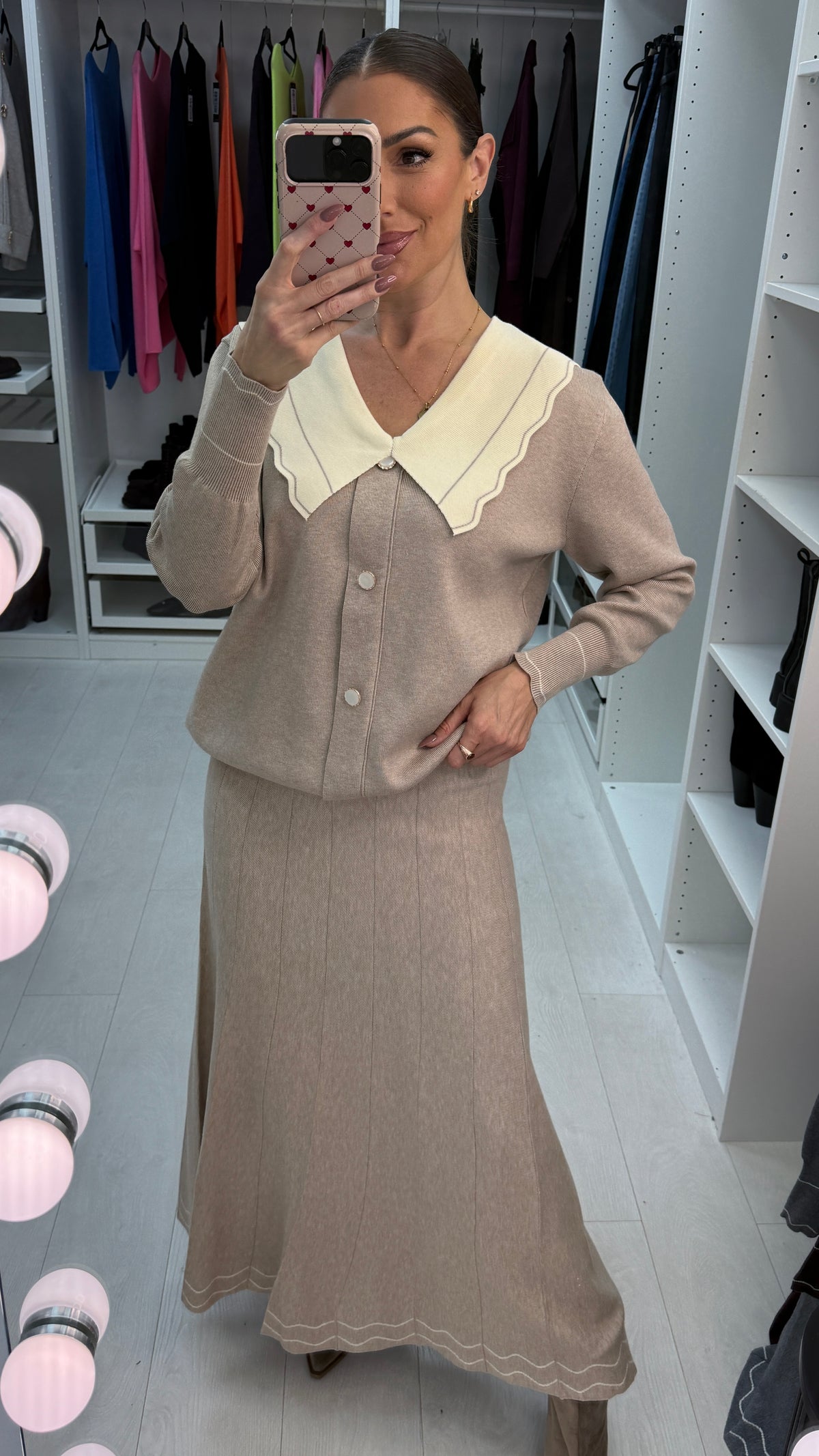 Harmony Scallop Contrast Button Front Knit Co-ord Set