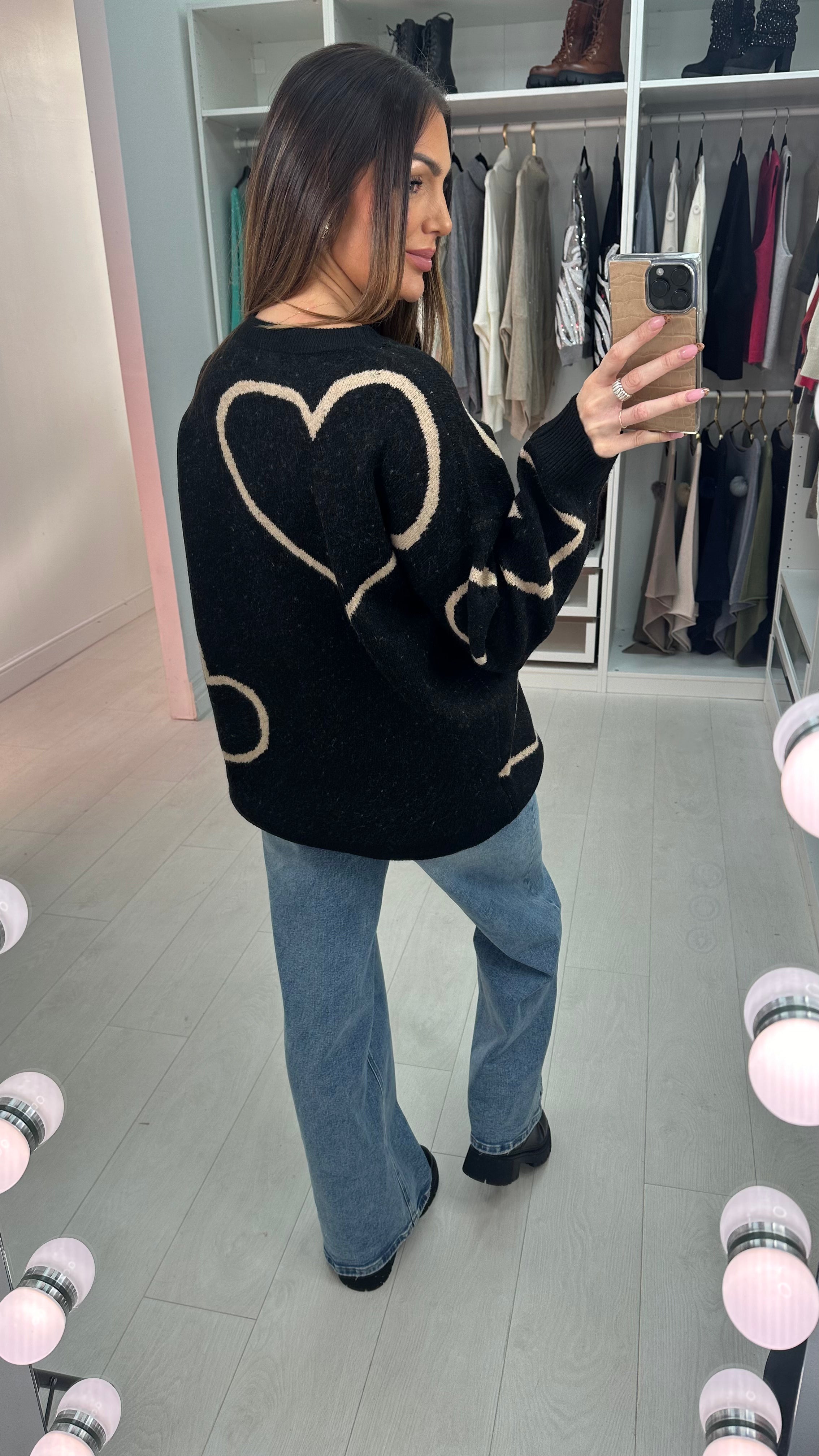Amelio Heart & 'Amour' Embellished Jumper