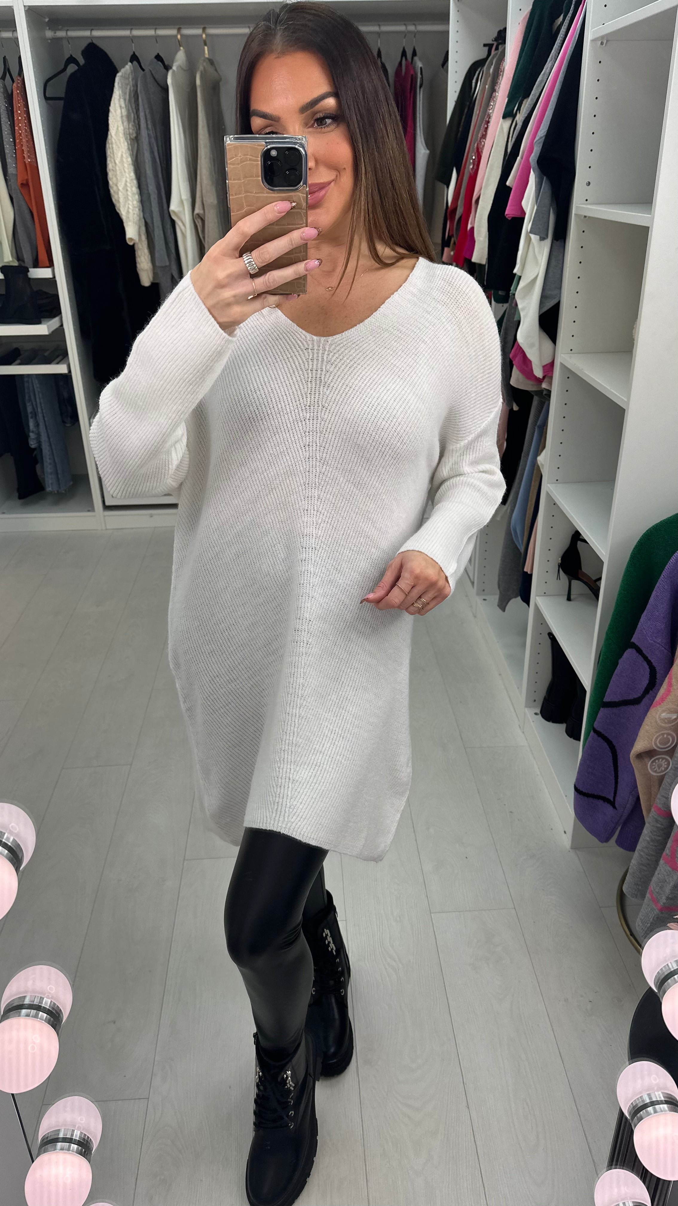 Mayah Plain V Neck Longline Jumper