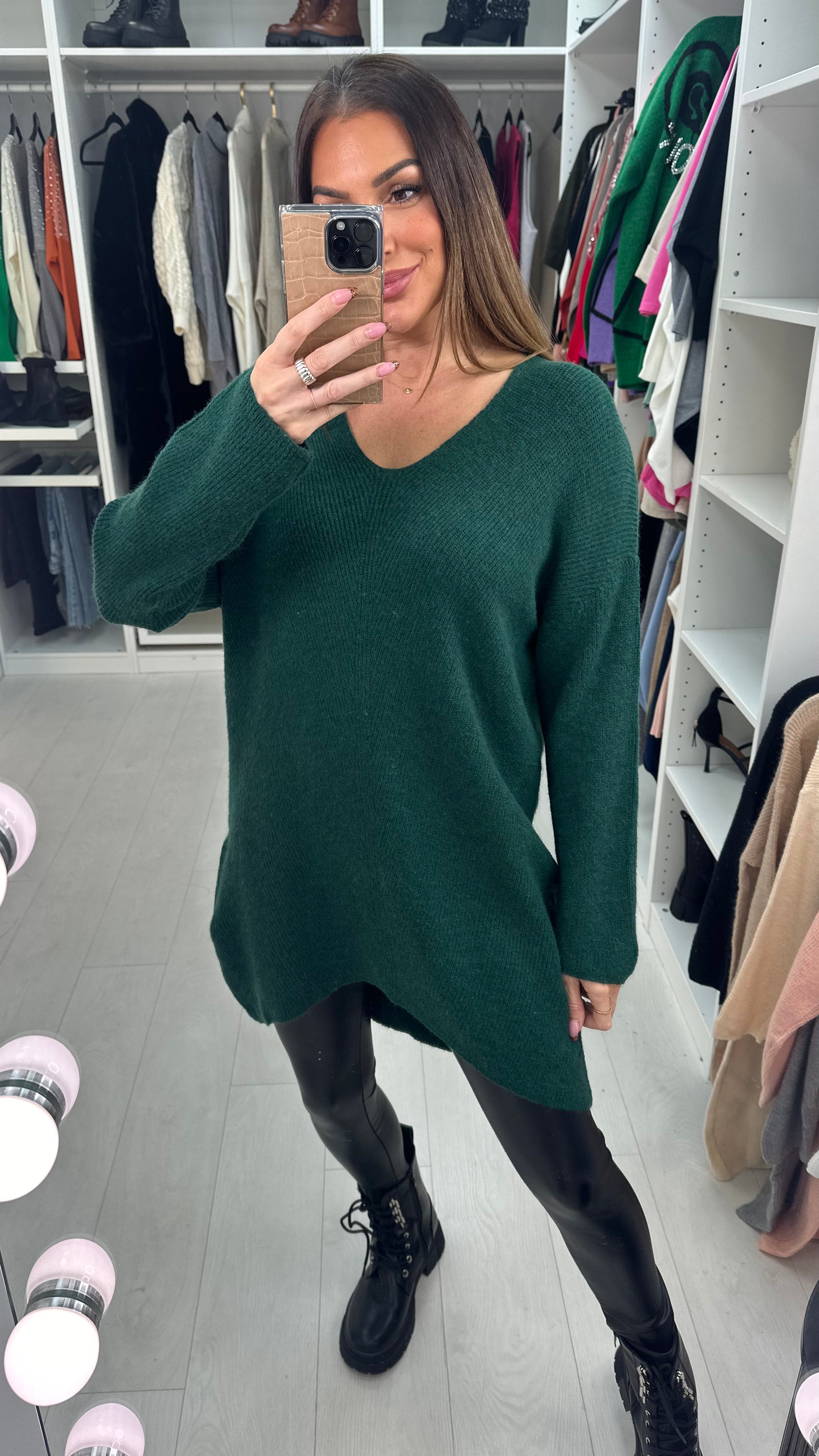 Mayah Plain V Neck Longline Jumper