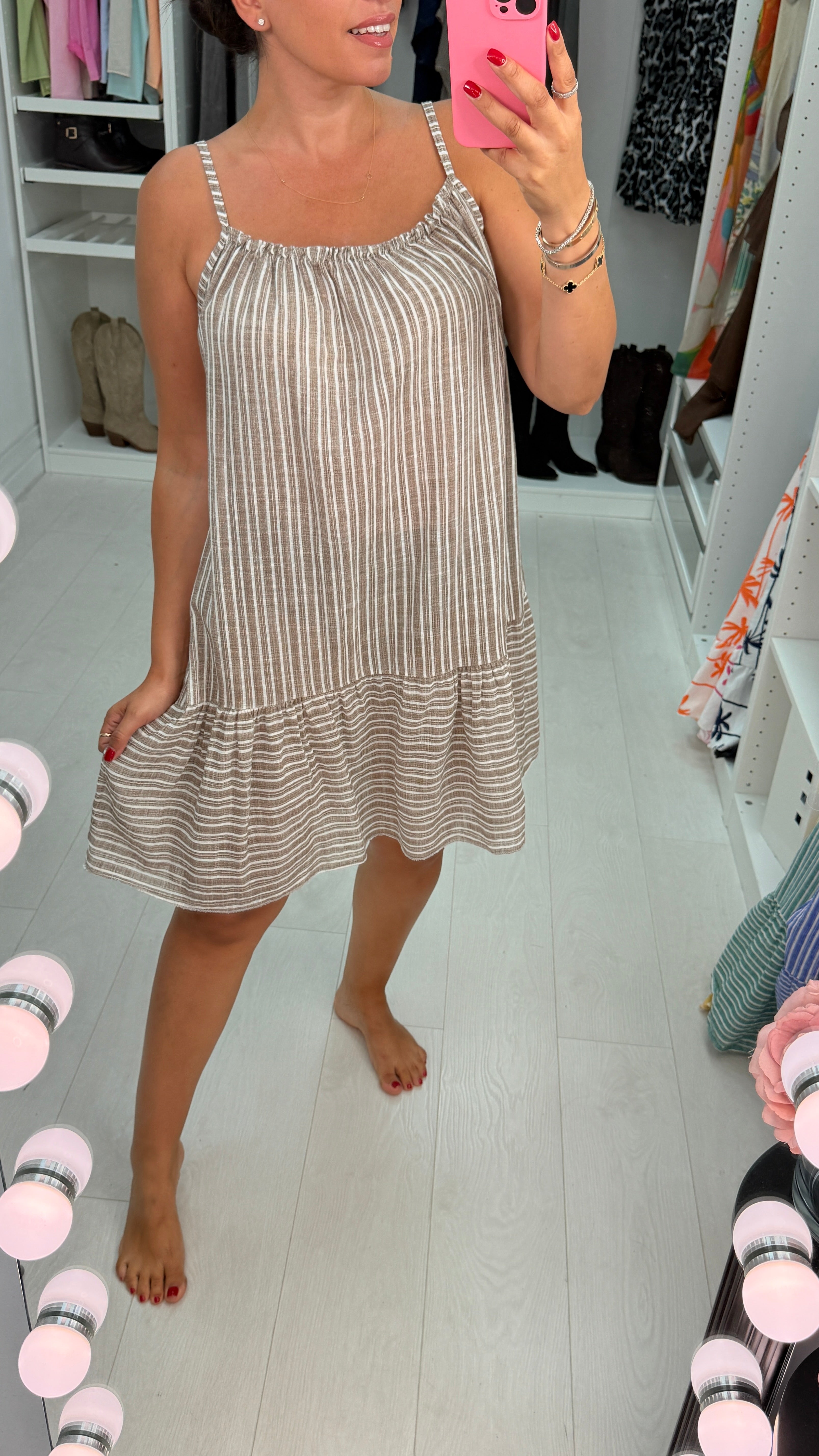 Kelce Striped Loose Fit Midi Dress