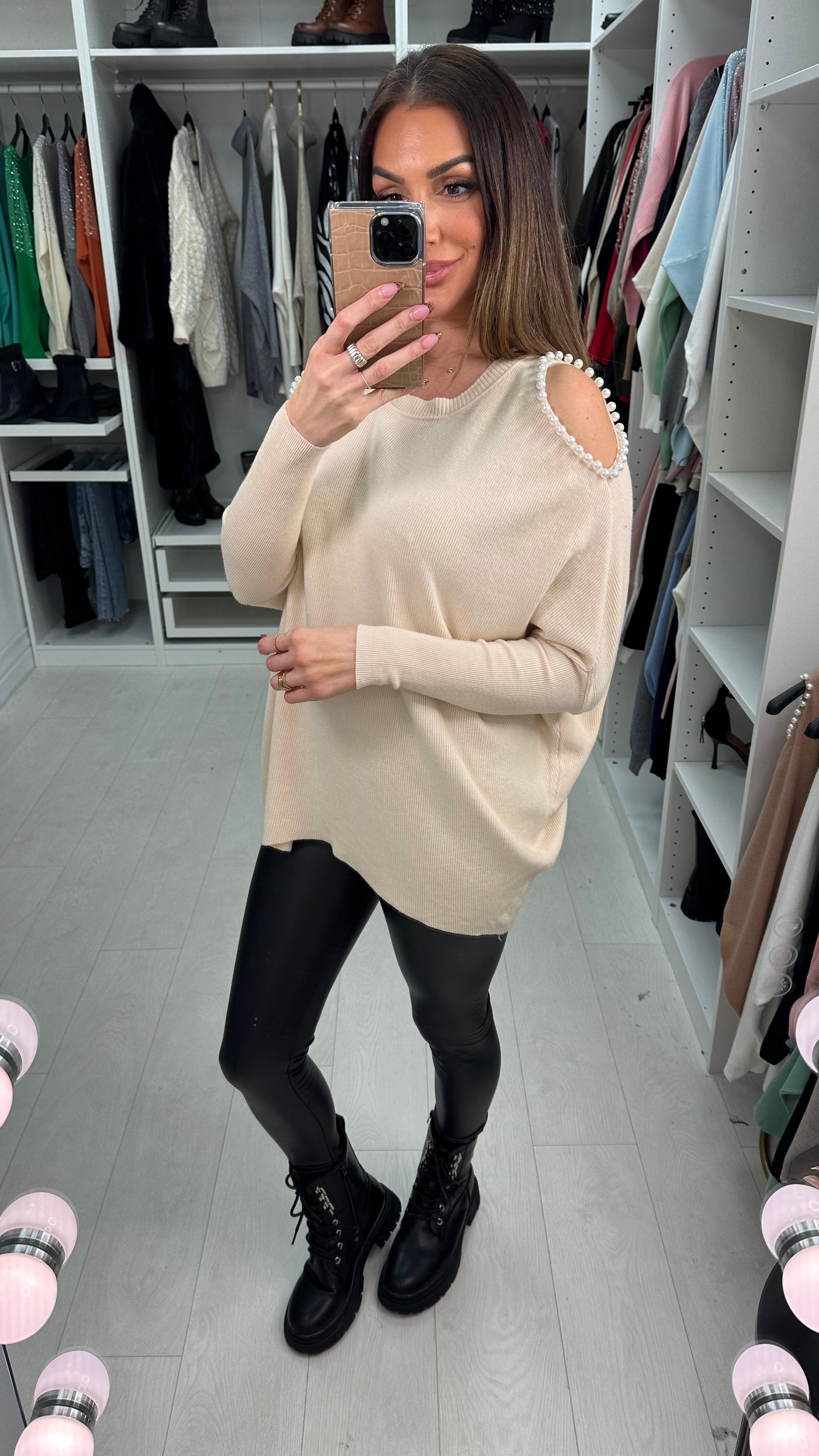 Dorina Pearl Cold Shoulder Dip Hem Jumper