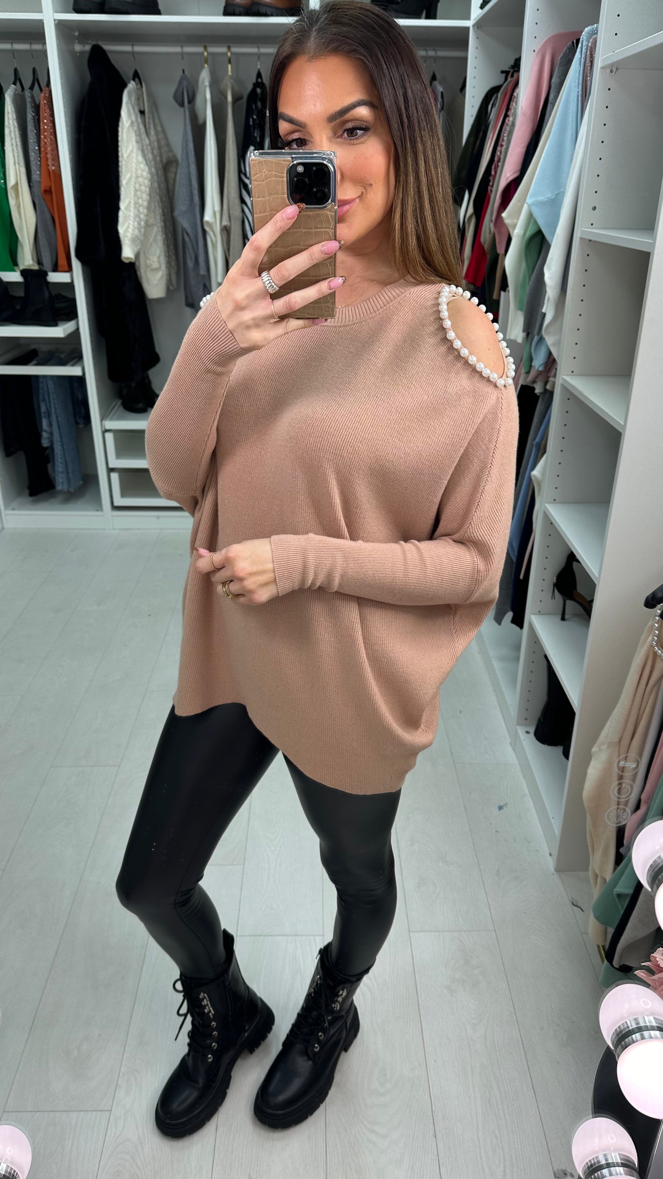 Dorina Pearl Cold Shoulder Dip Hem Jumper