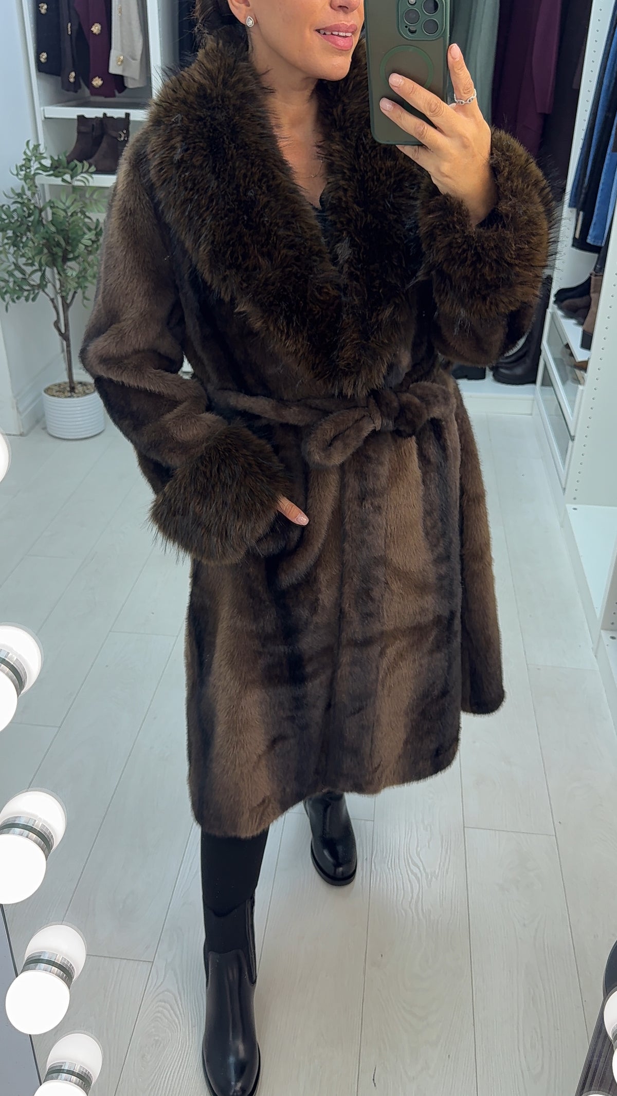 Desiree Faux Fur Belted Coat