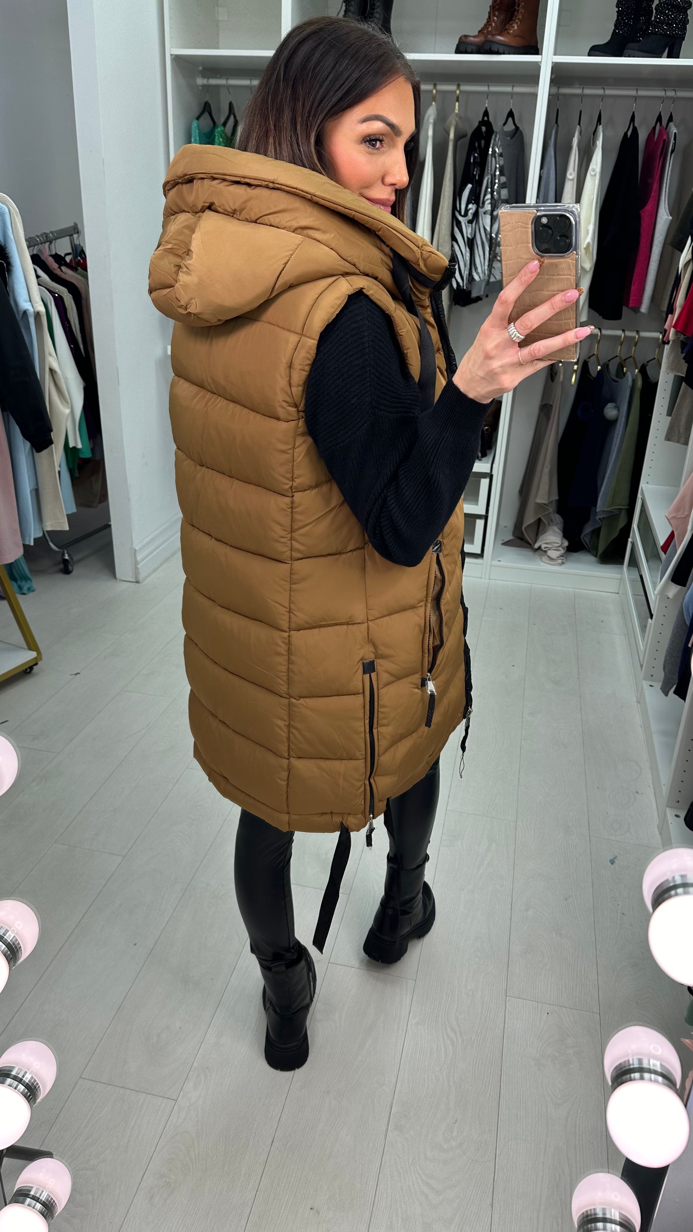 Katlyn Camel Oversized Puffer Gillet Coat