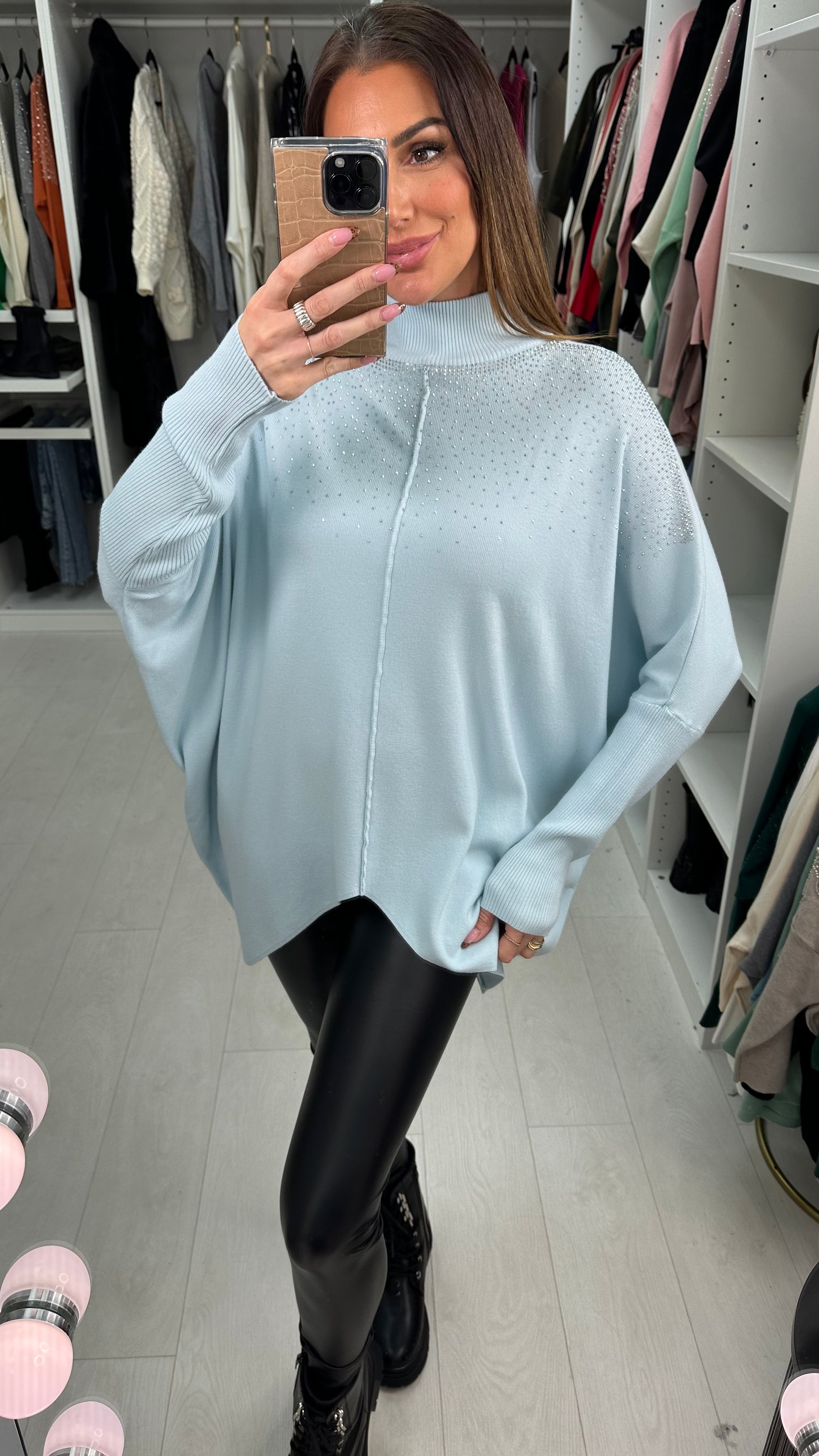 Abriel Scattered Gem High Neck Jumper