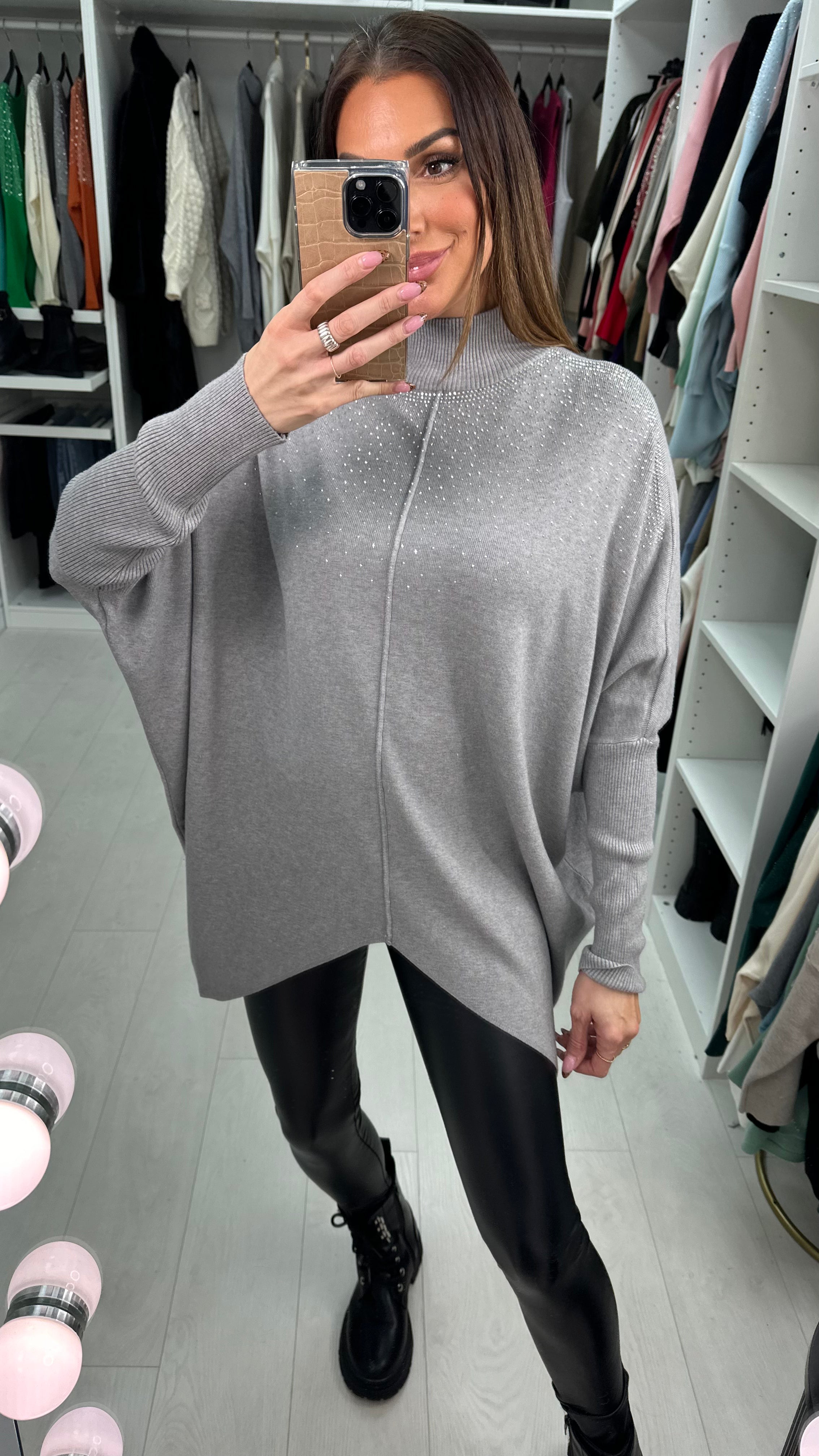 Abriel Scattered Gem High Neck Jumper