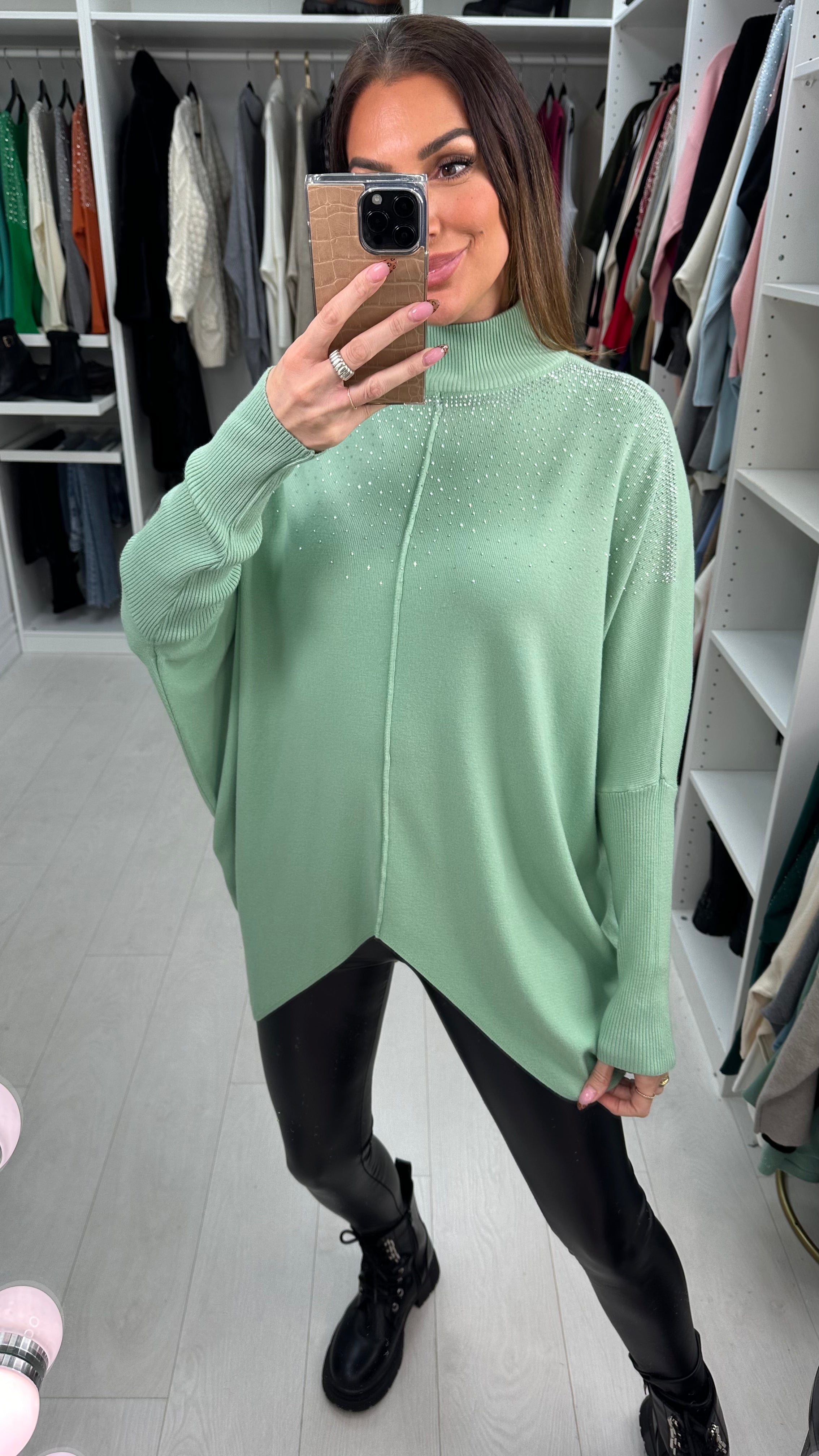 Abriel Scattered Gem High Neck Jumper