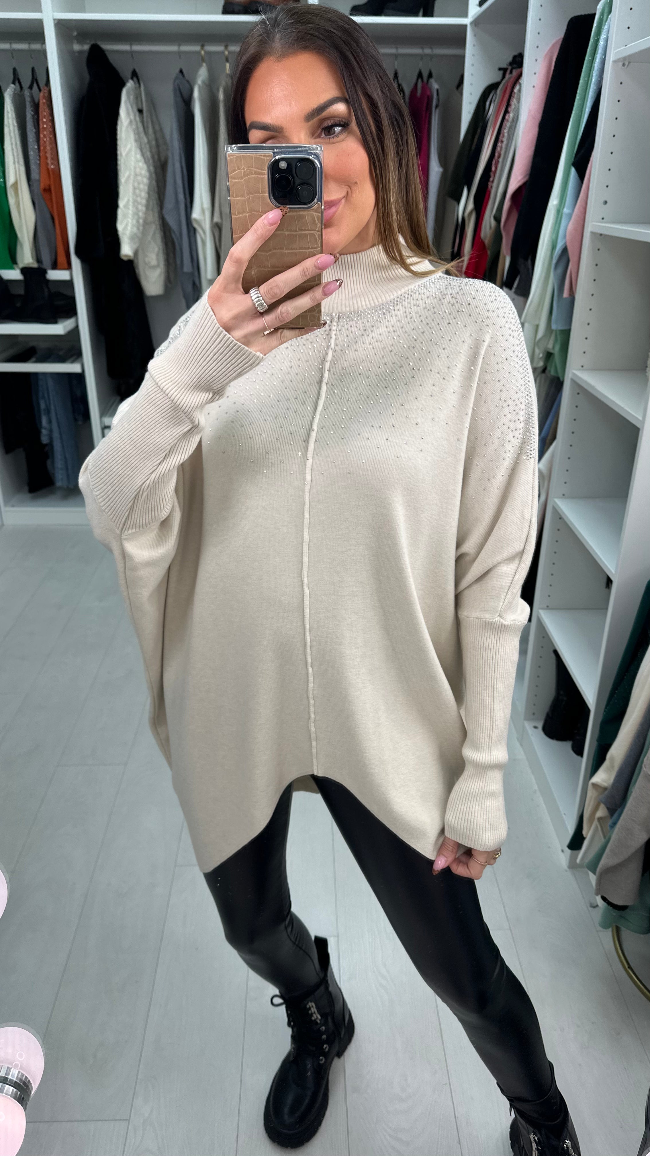 Abriel Scattered Gem High Neck Jumper