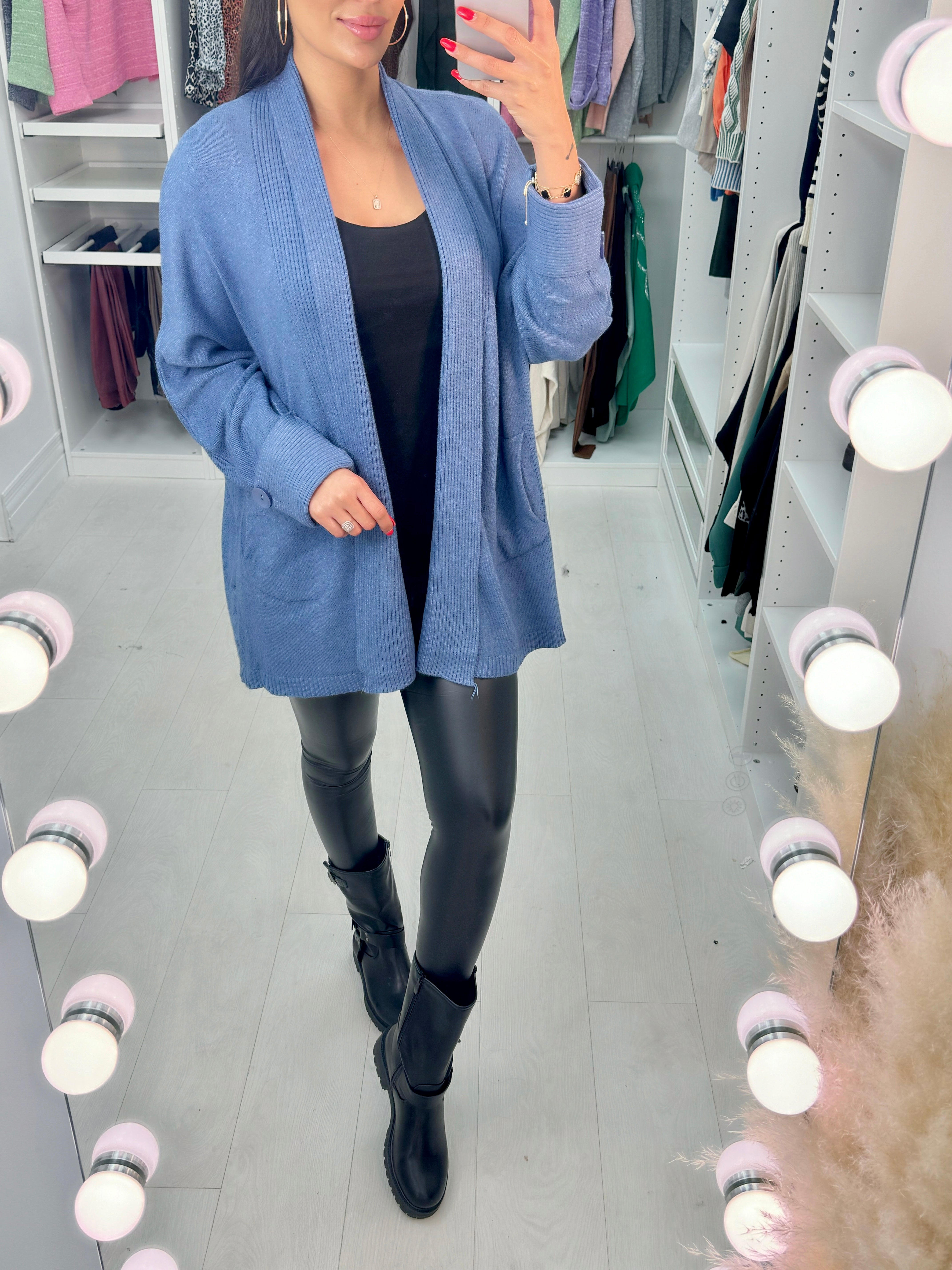 Iesha Rib Knit Button Detail Cardigan