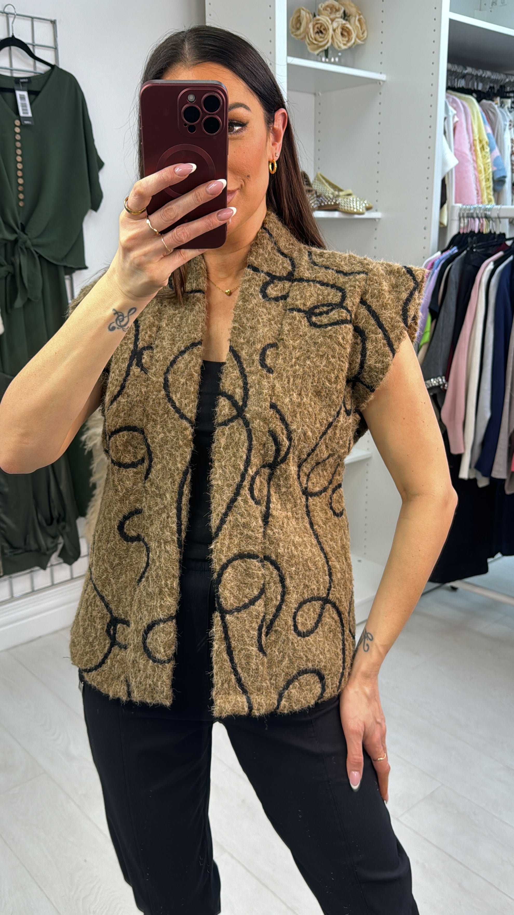 Emilio Swirl Pattern Open Front Gilet