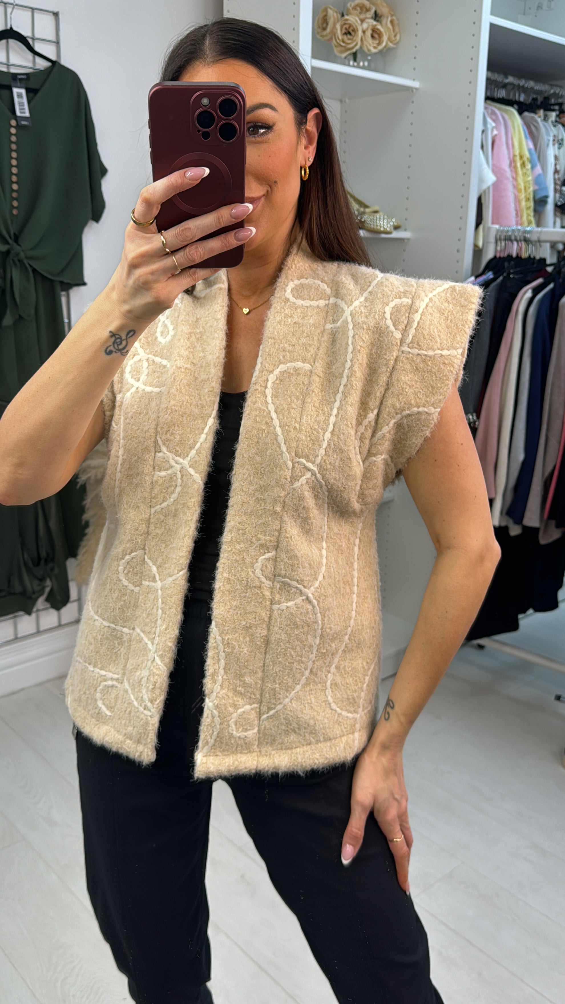 Emilio Swirl Pattern Open Front Gilet