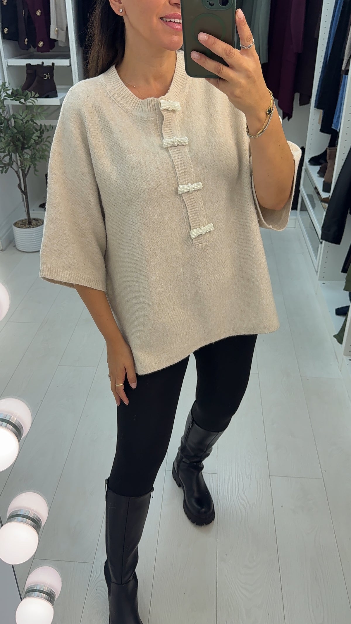 Luisana Plain Short Sleeve Loose Fit Knit Jumper