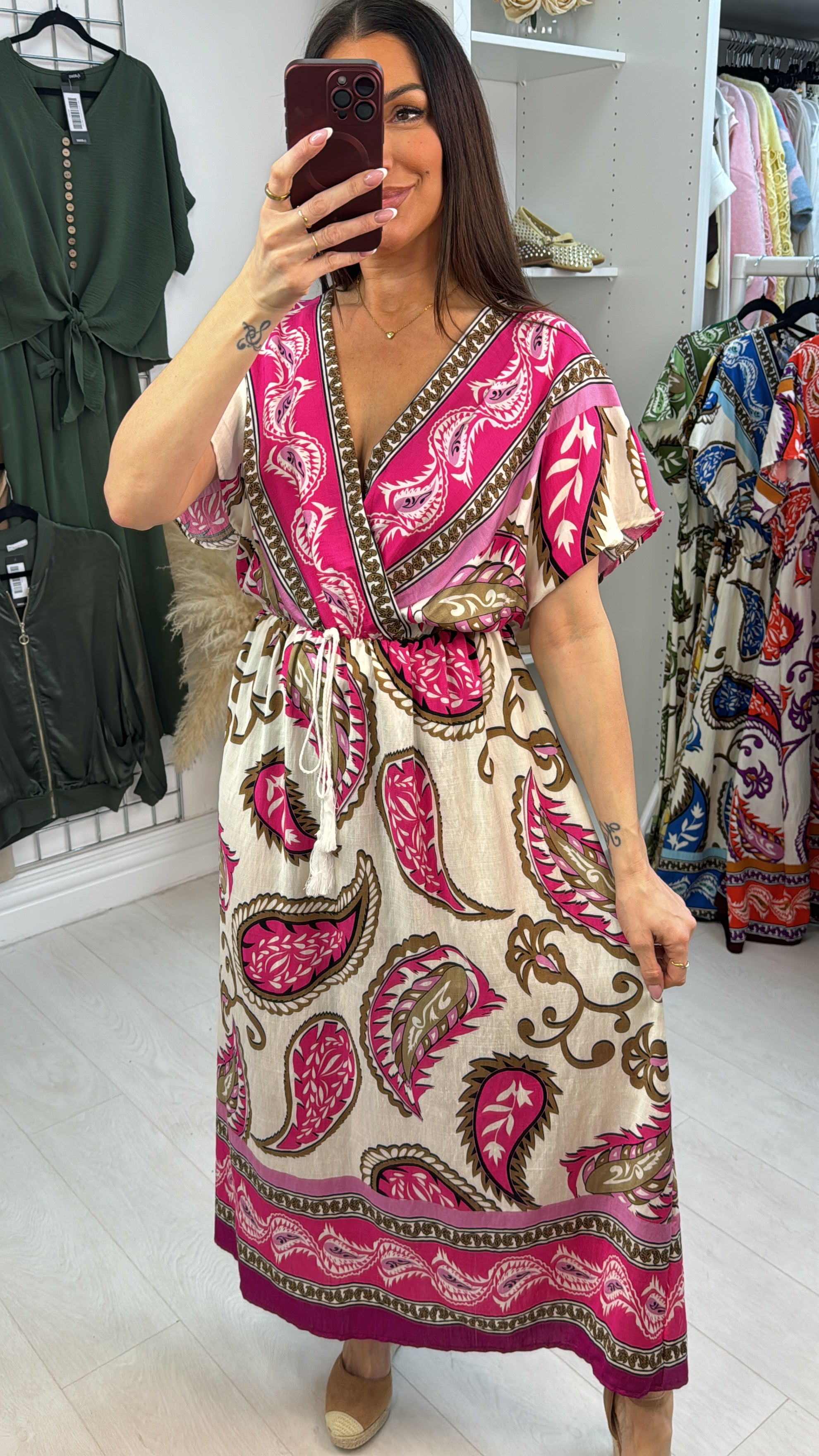 Immie Abstract Print V Neck Maxi Dress