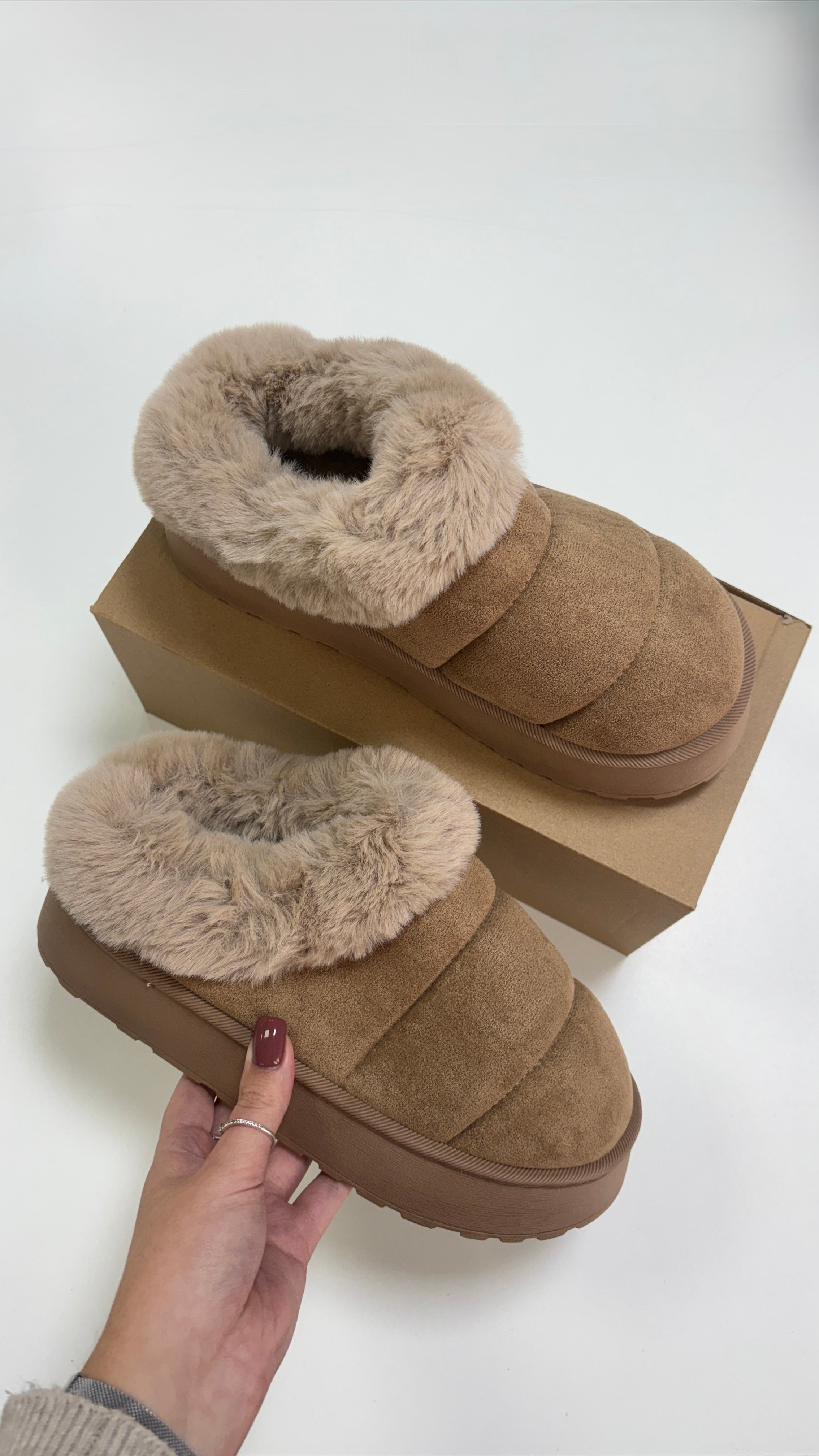 Eris Faux Fur Suede Platform Clogs
