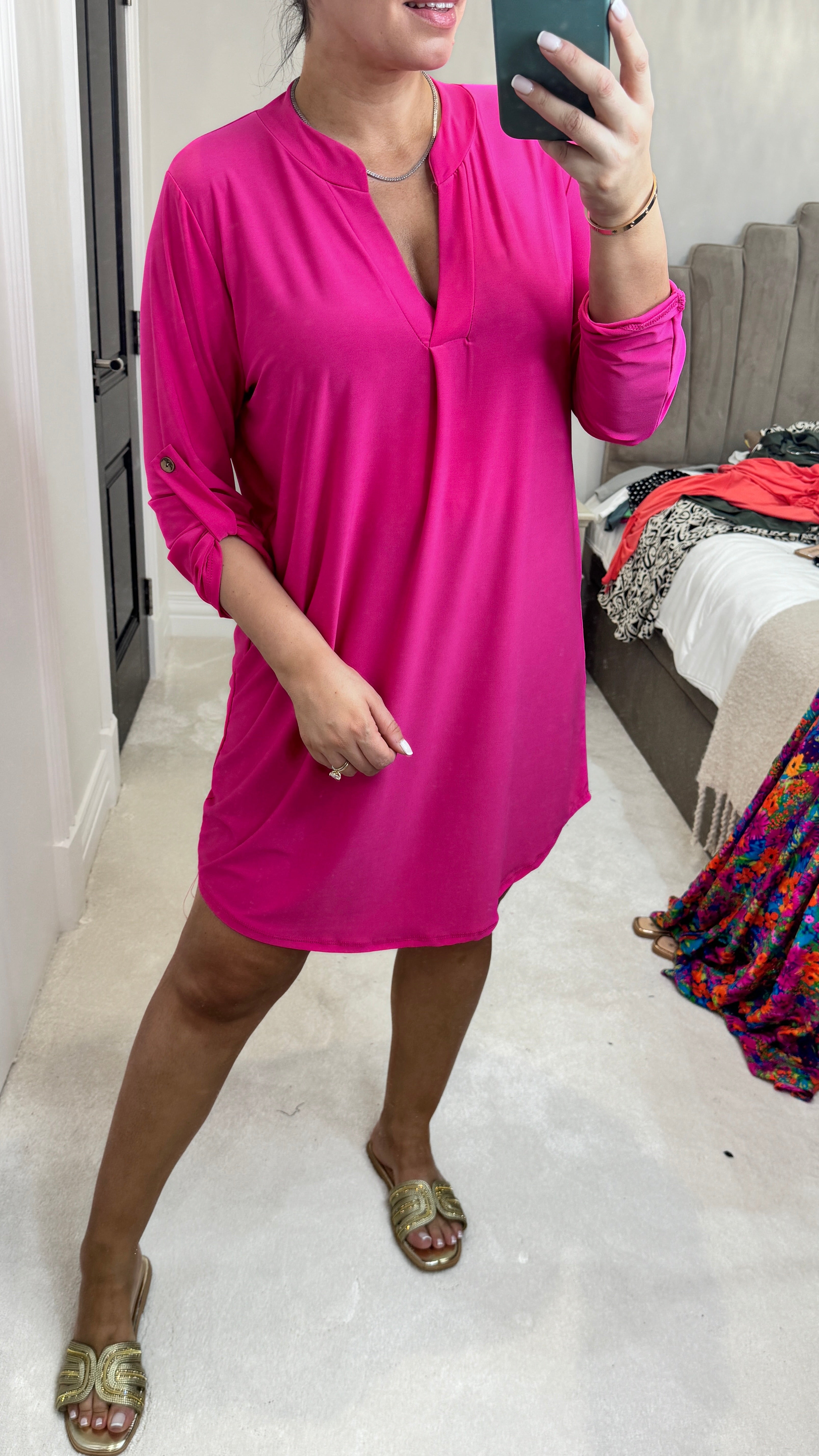 Rita Plain V-Neck Dress
