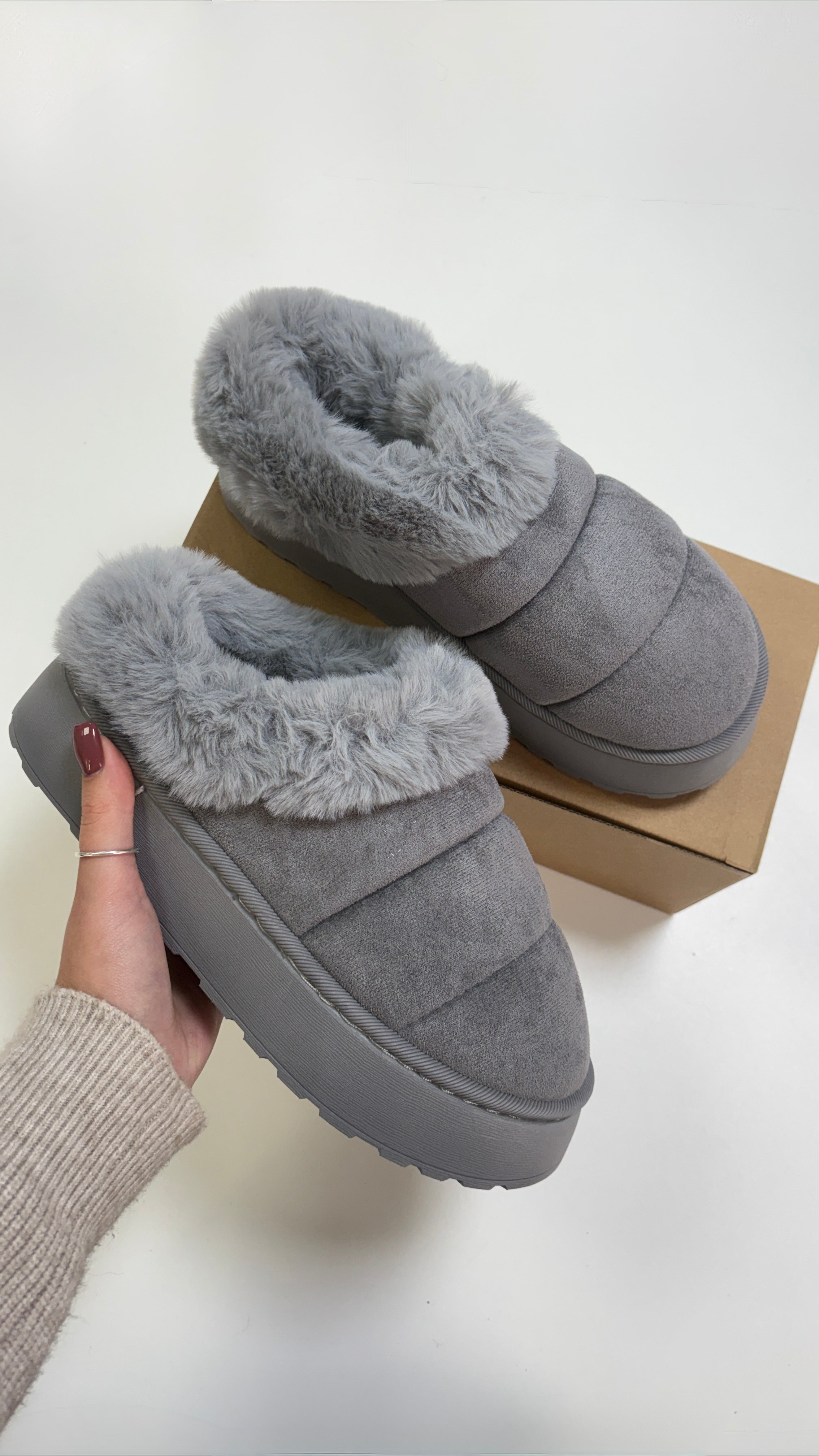 Eris Faux Fur Suede Platform Clogs