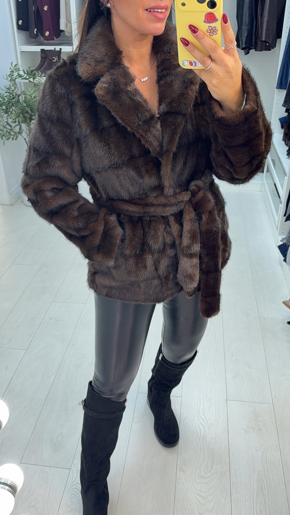 Isela Faux Fur Belted Jacket