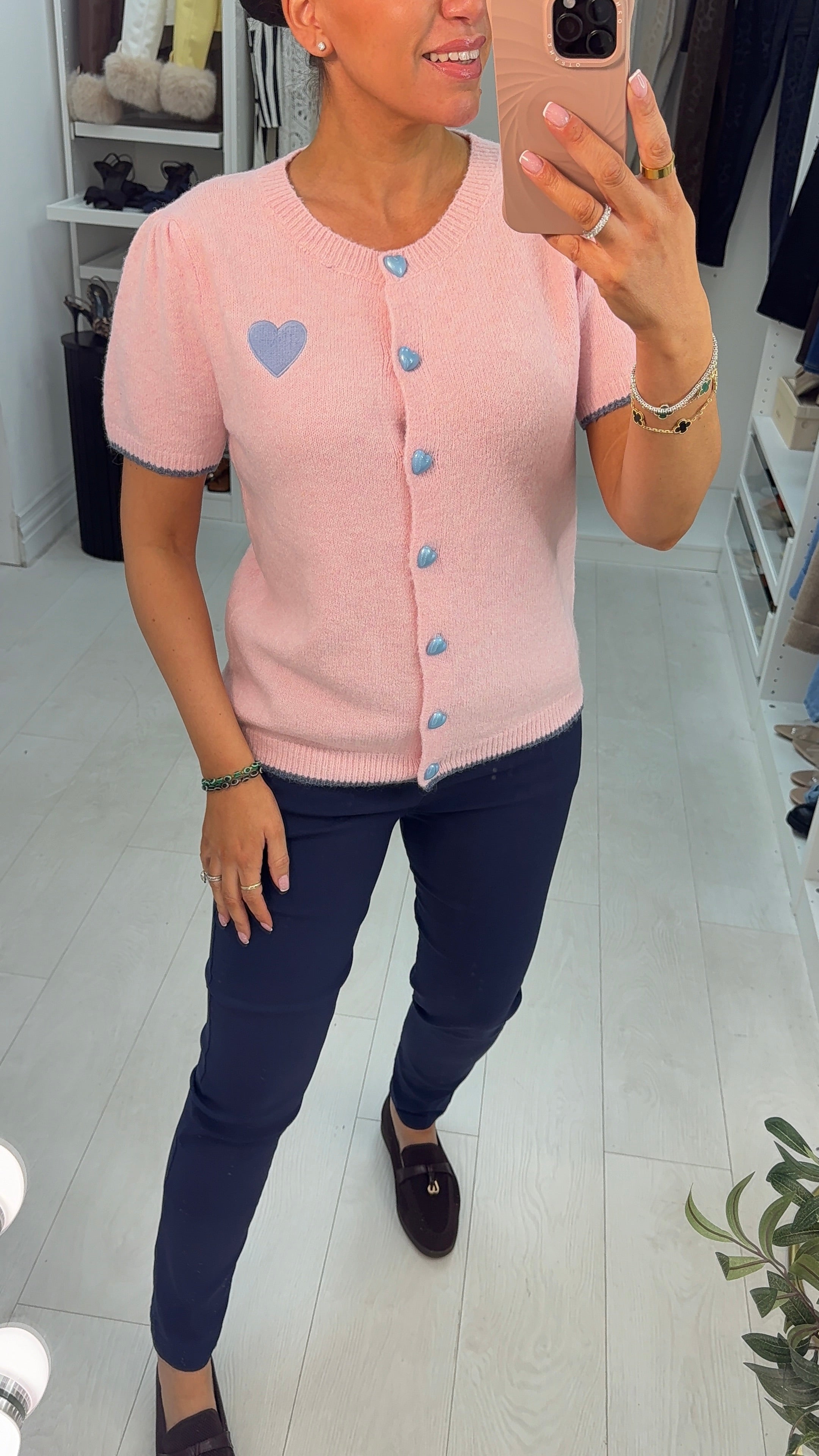 Casey Heart Design Short Sleeve Jumper