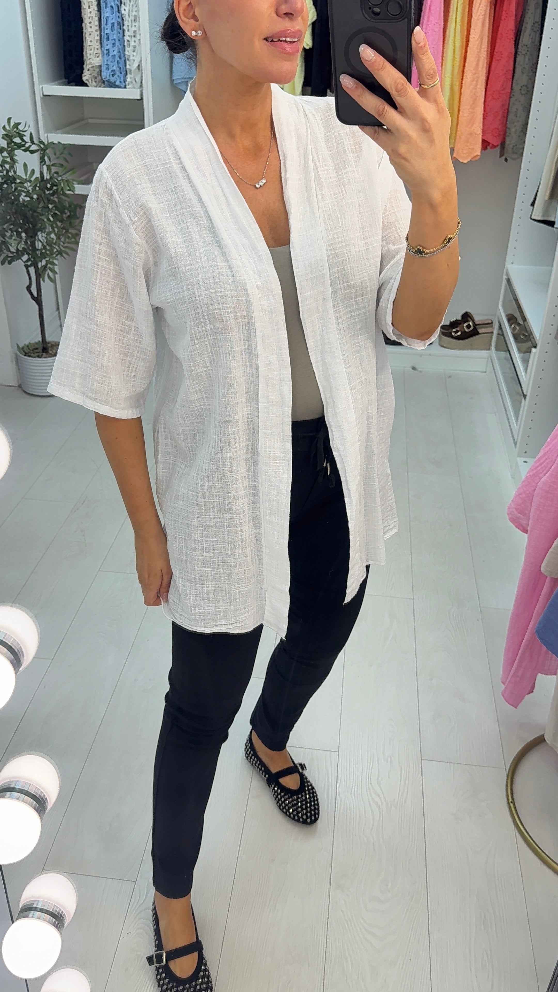 Edena Plain Lightweight Open Front Kimono