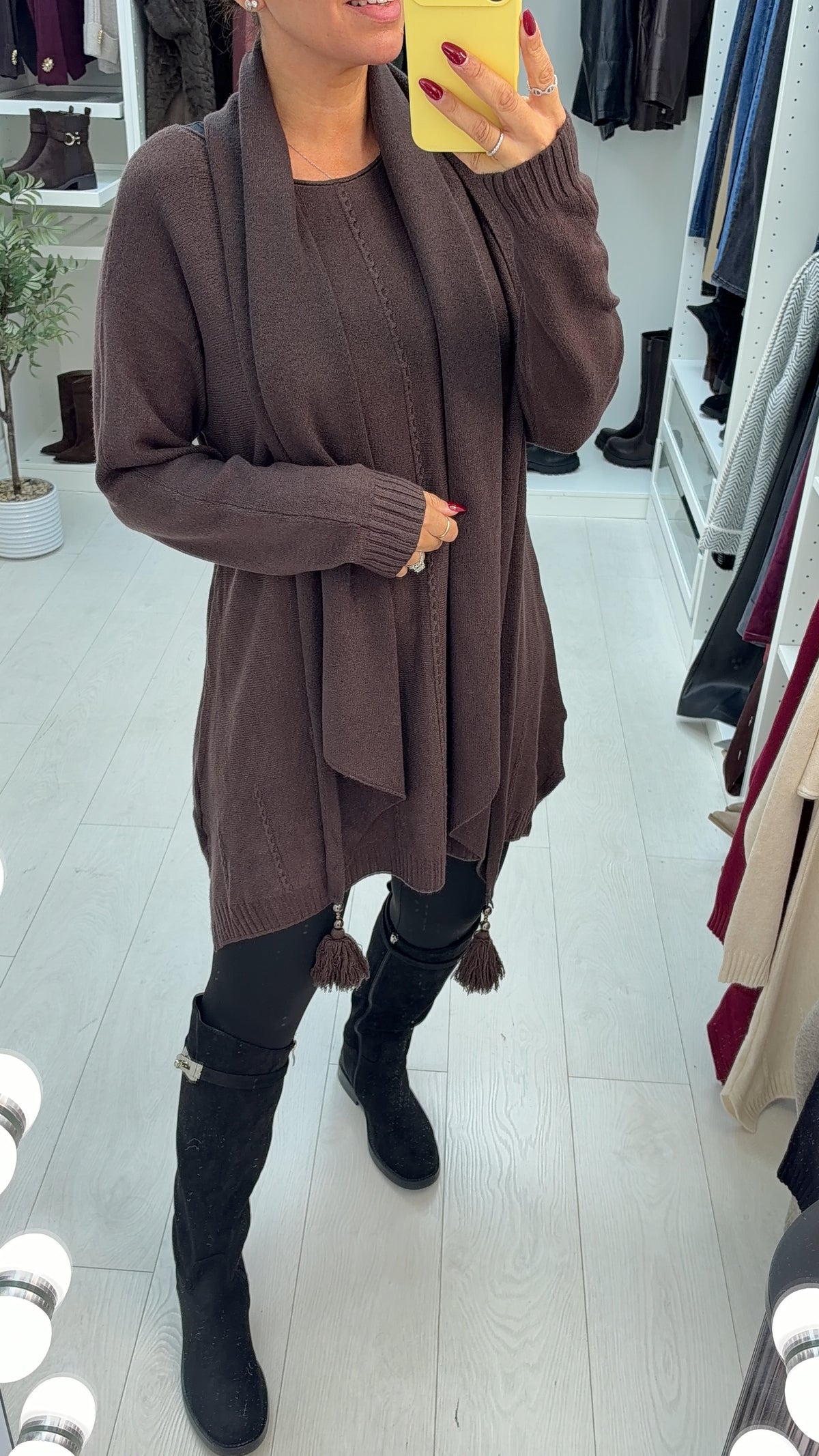 Kendra Plain Longline Scarf Jumper