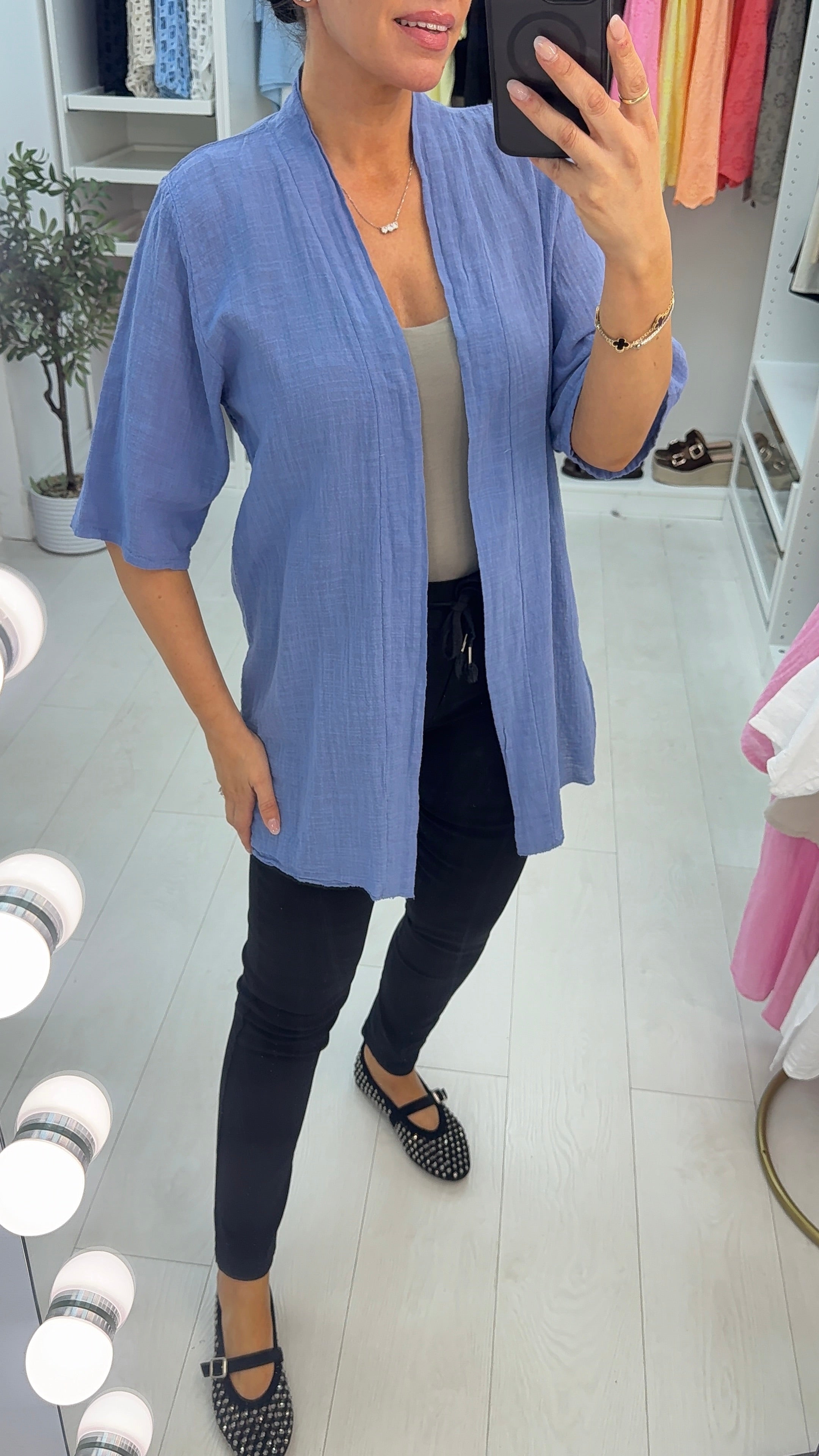 Edena Plain Lightweight Open Front Kimono
