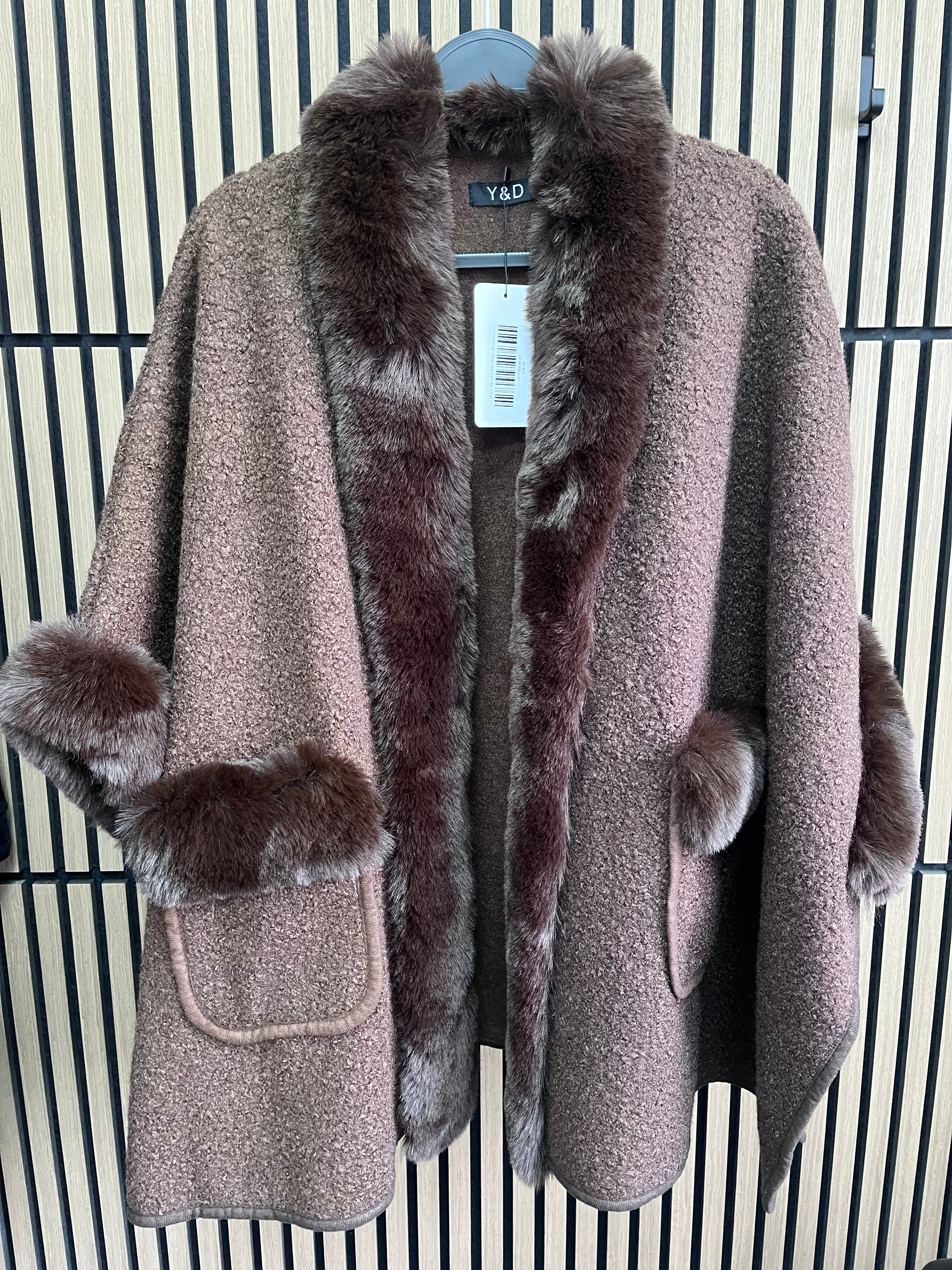 Skyler Faux Fur Trim Wrap