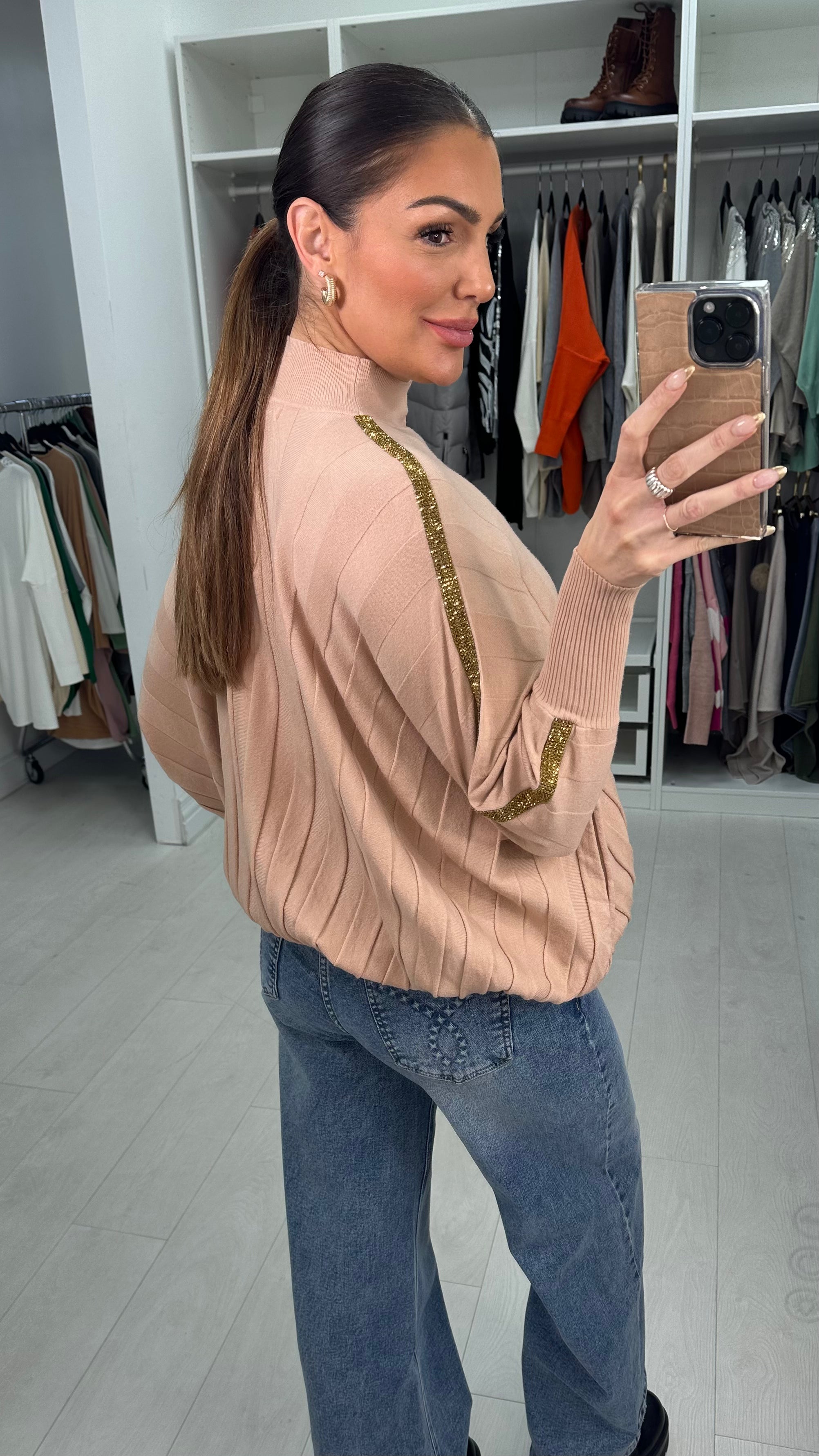 Estelita Ribbed Plain Batwing Super Soft Knit Jumper