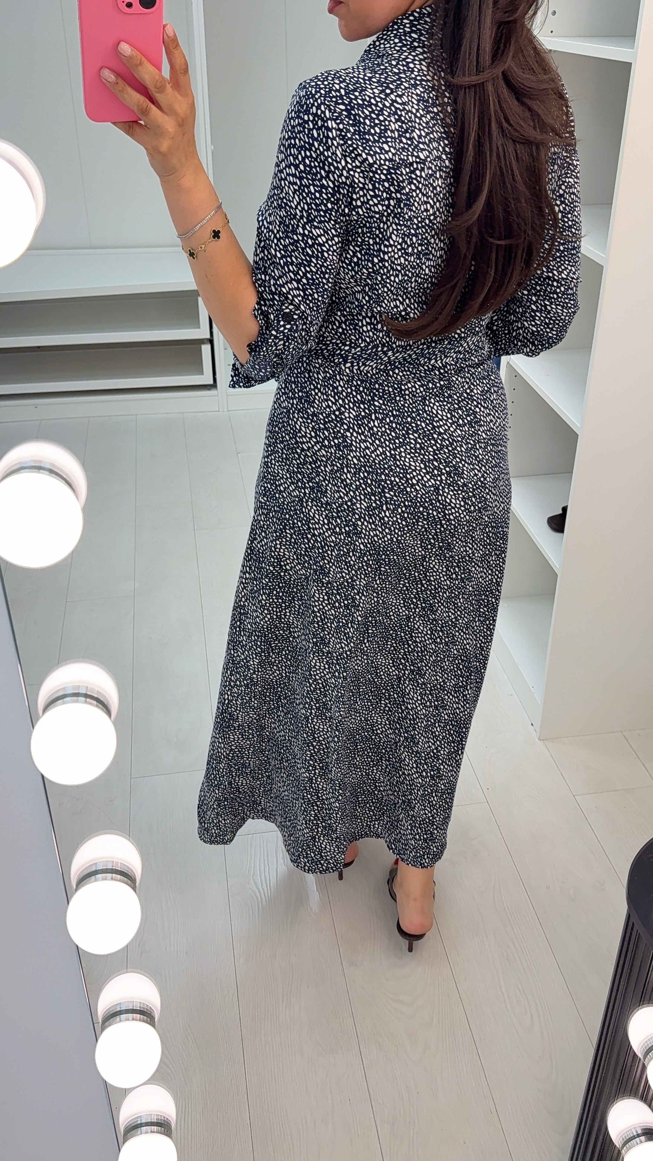 Izara Abstract Print Maxi Shirt Dress