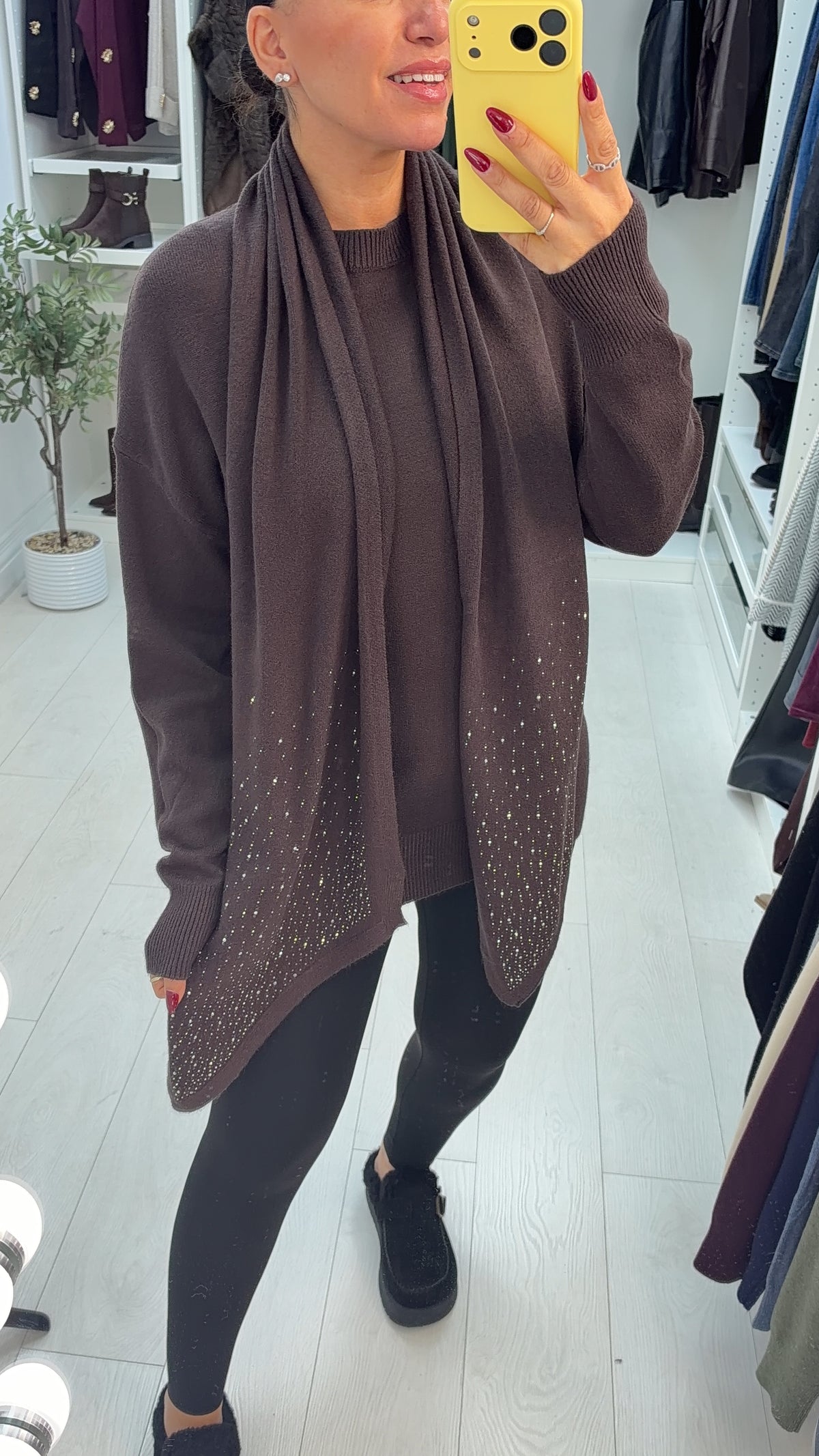 Francis Plain Diamante Embellished Scarf Jumper