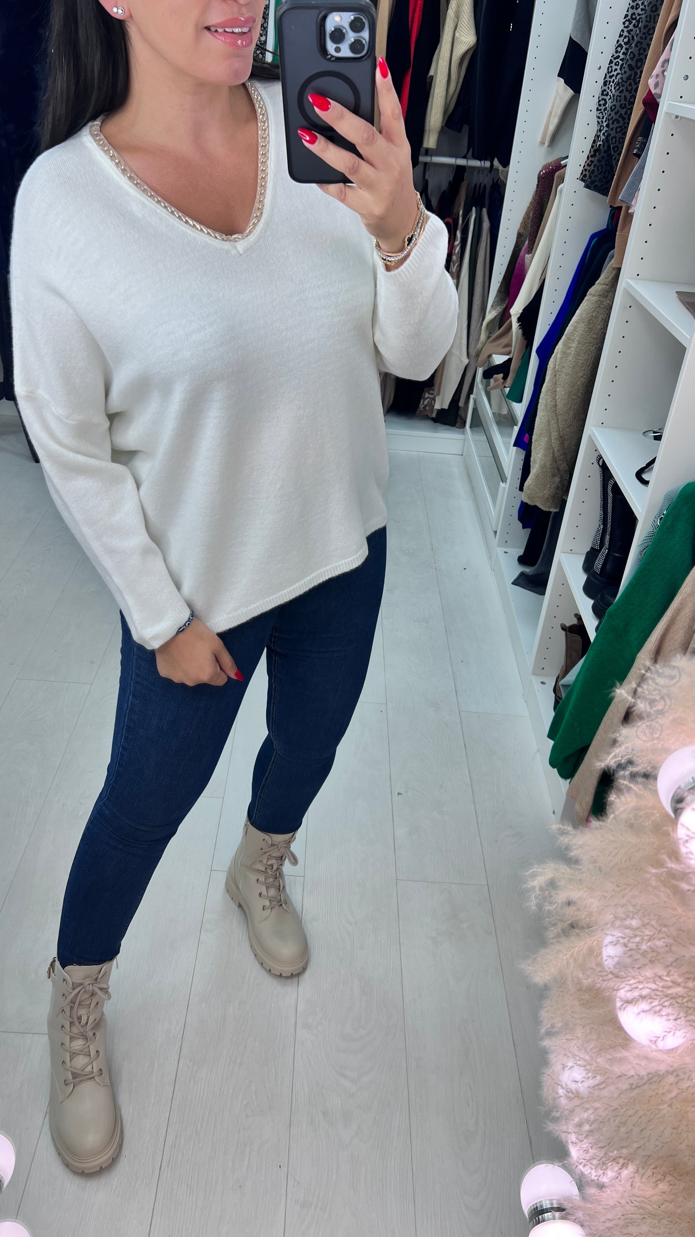 Mabel Chain Neckline Soft Knit Jumper