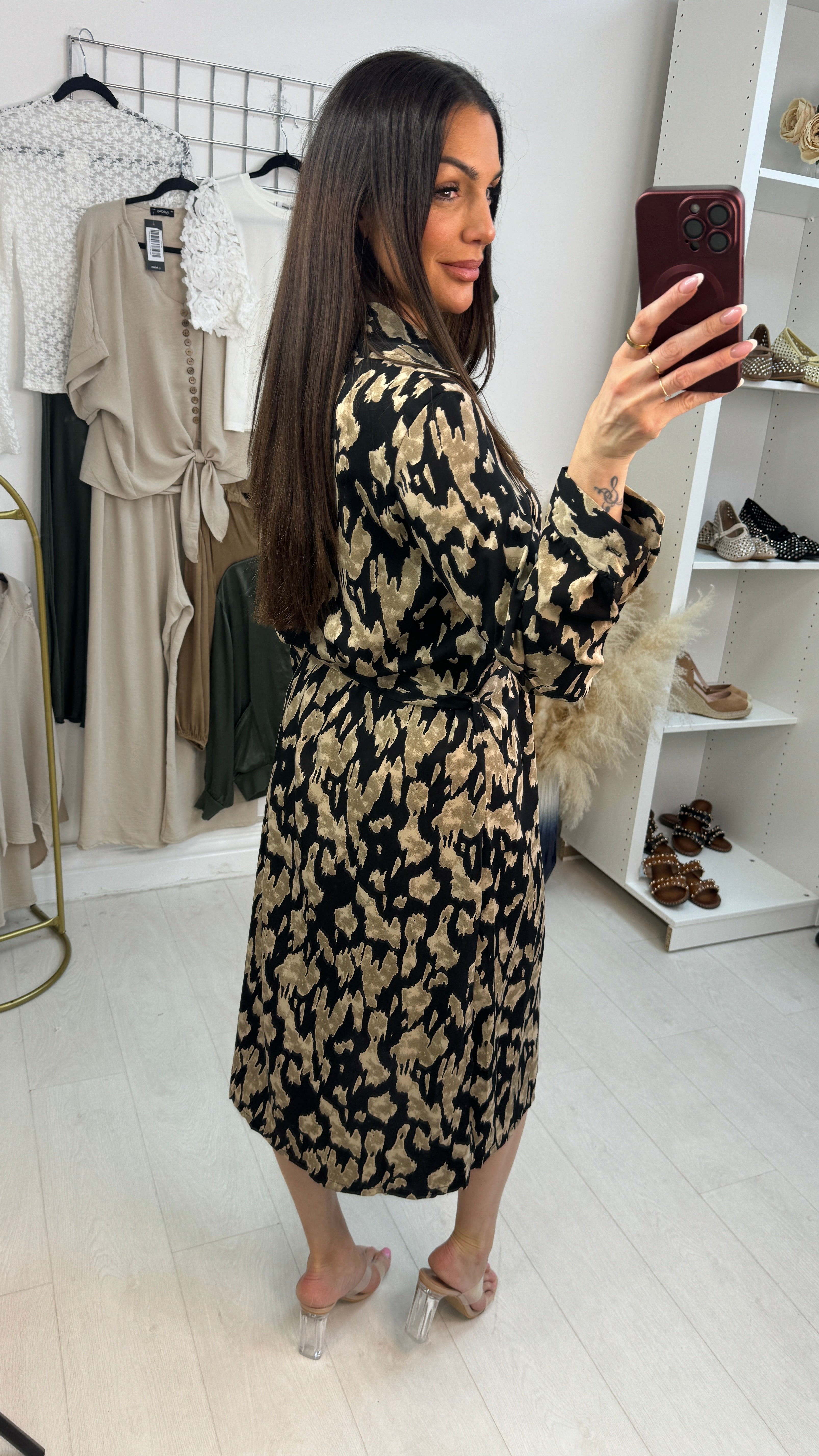 Rosalee Smudge Print Shirt Dress