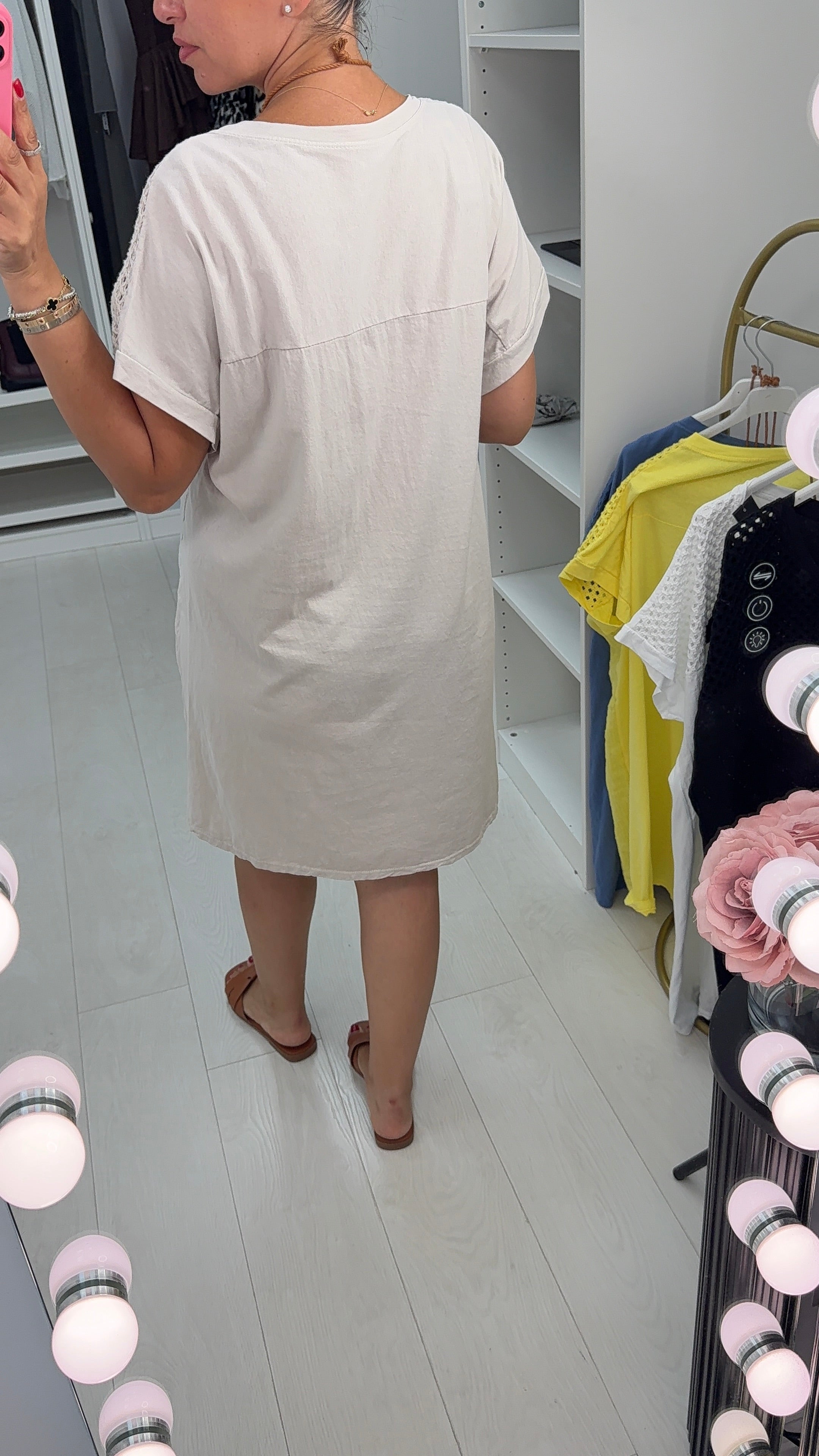 Serafina Plain Crochet Detail Necklace Loose Fit Dress