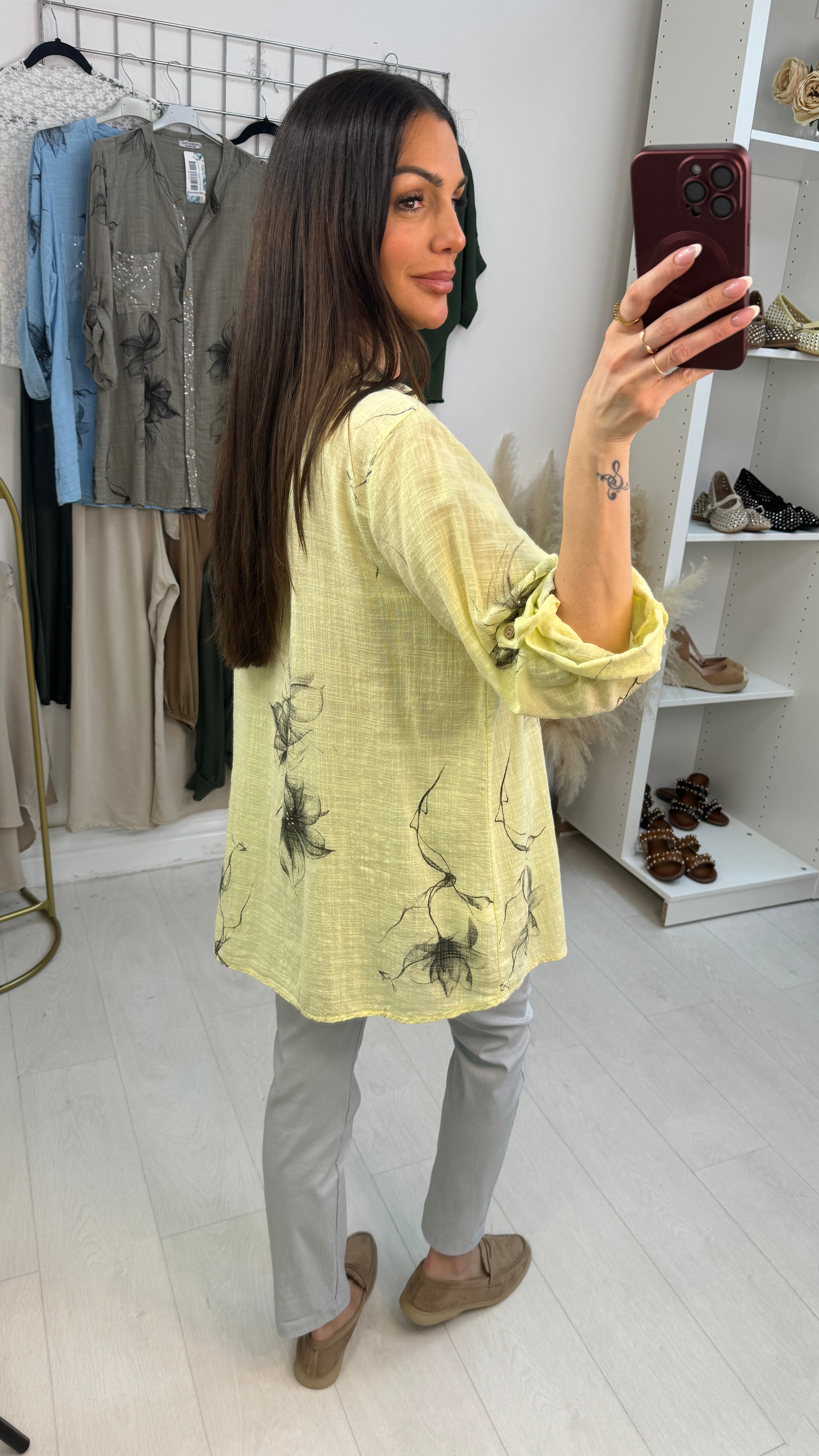 Jaylani Floral Print V Neck Sequin Embellished Top