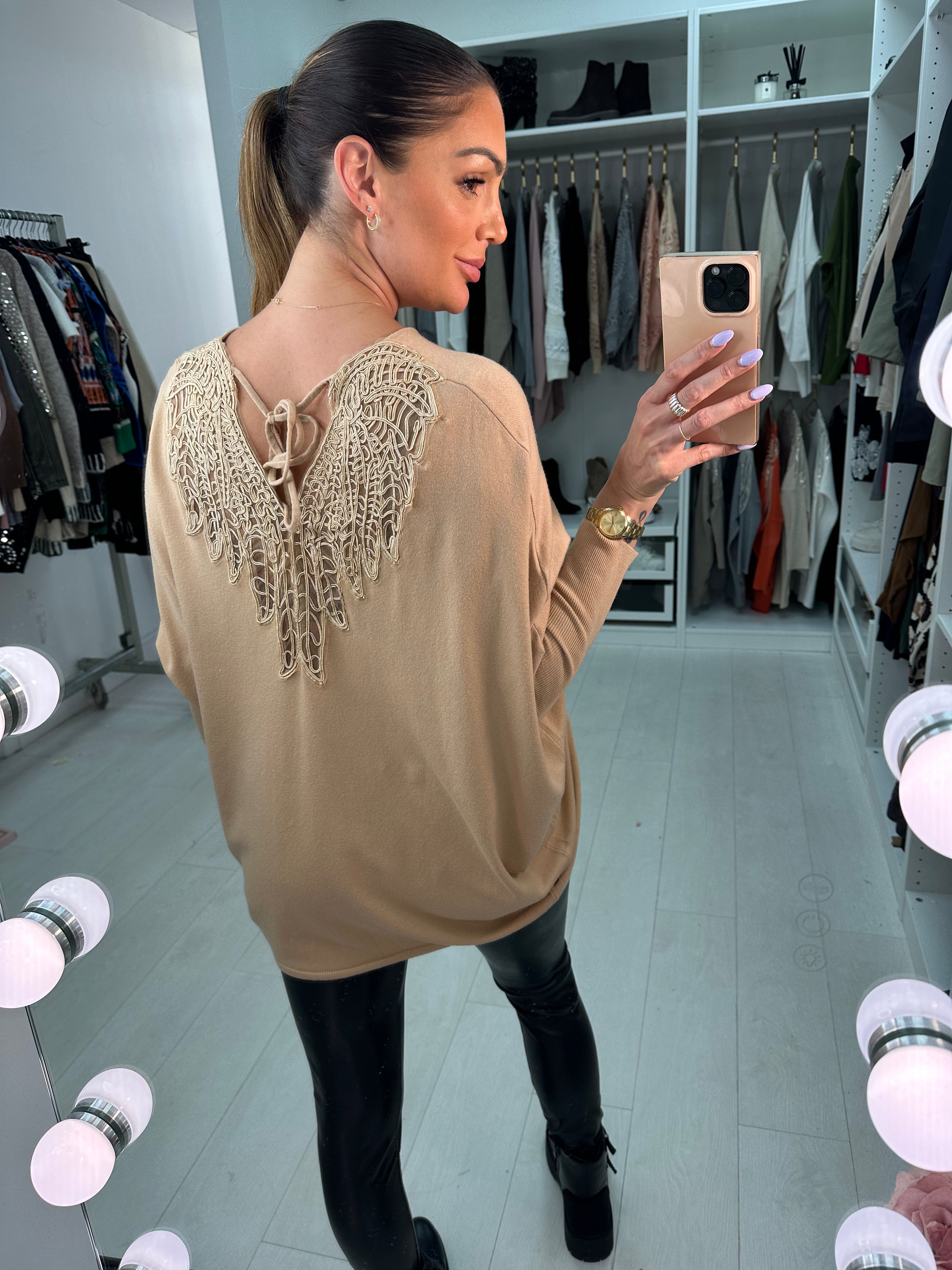 Layley V-Neck Back Detail Knit Jumper