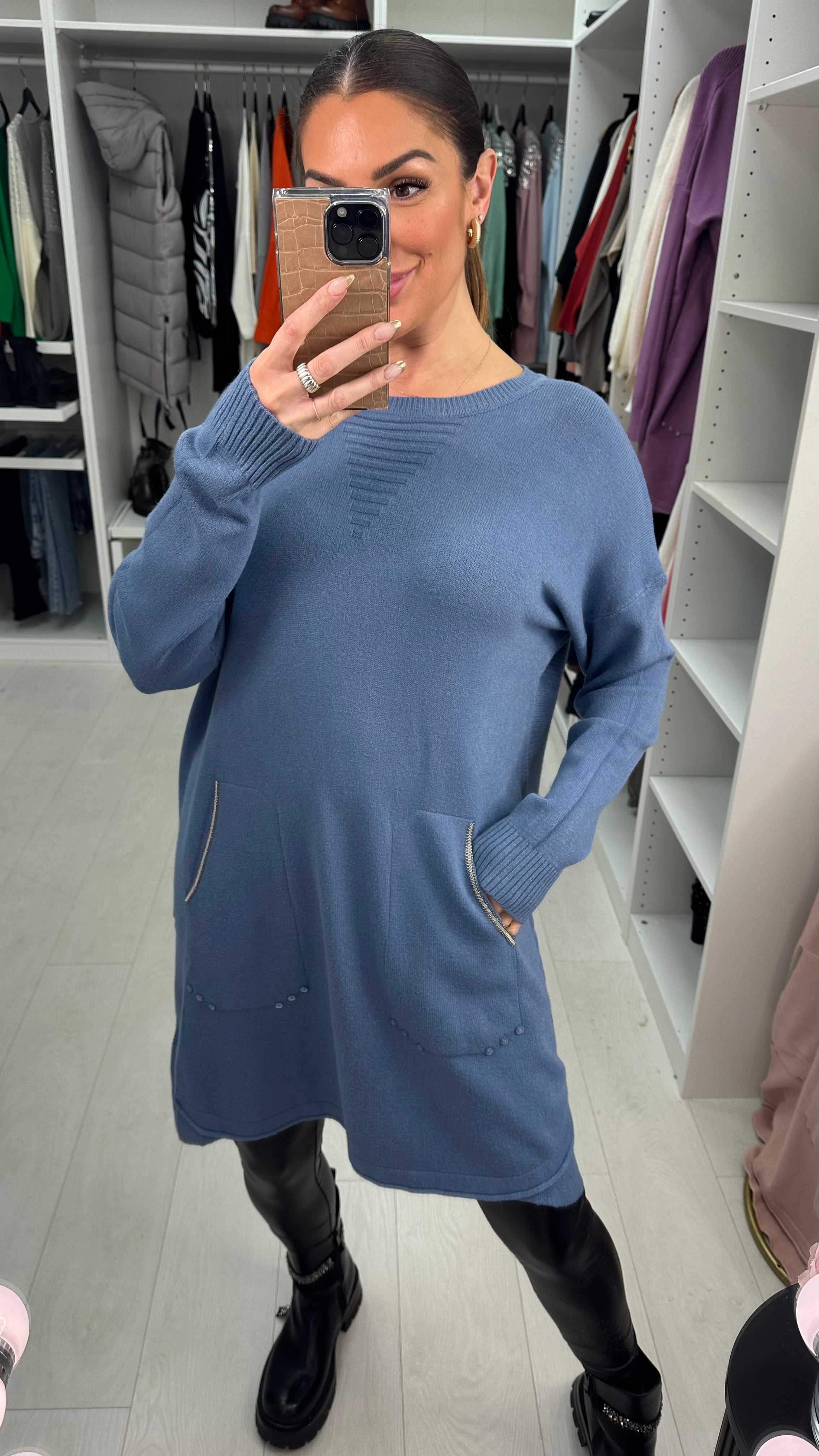 Anise Pocket Front Detailed Jumper Dress