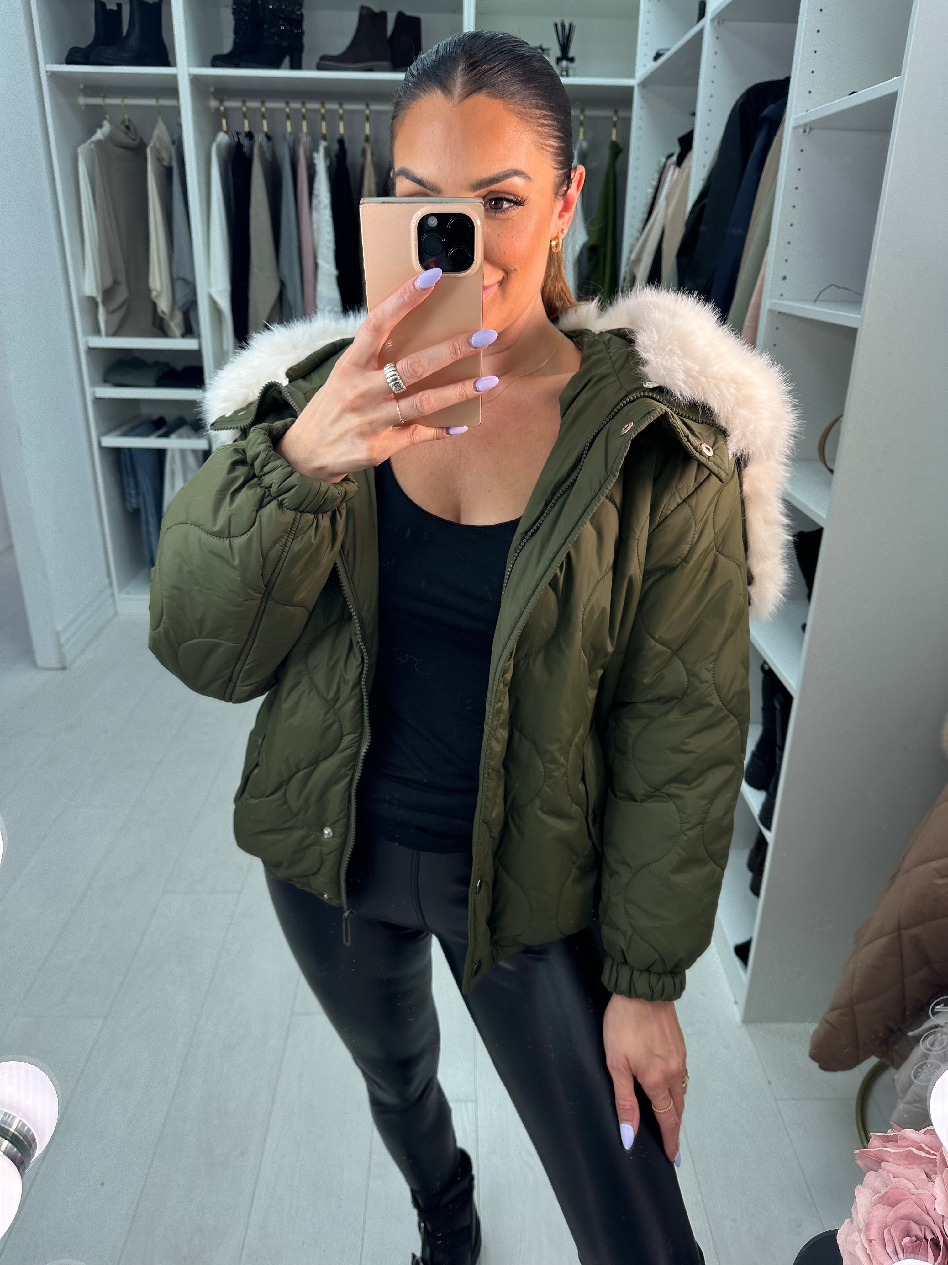 Kendra Khaki Oversized Luxury Faux Fur Lined Coat