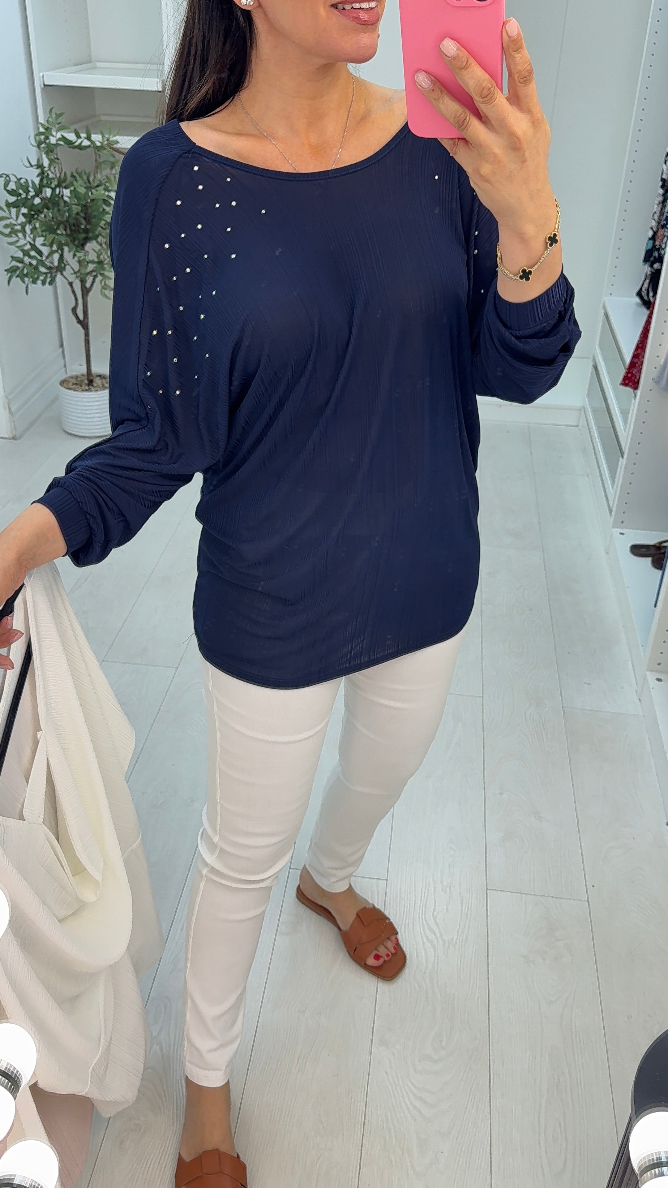 Pita Diamante Drape Back Detail Top
