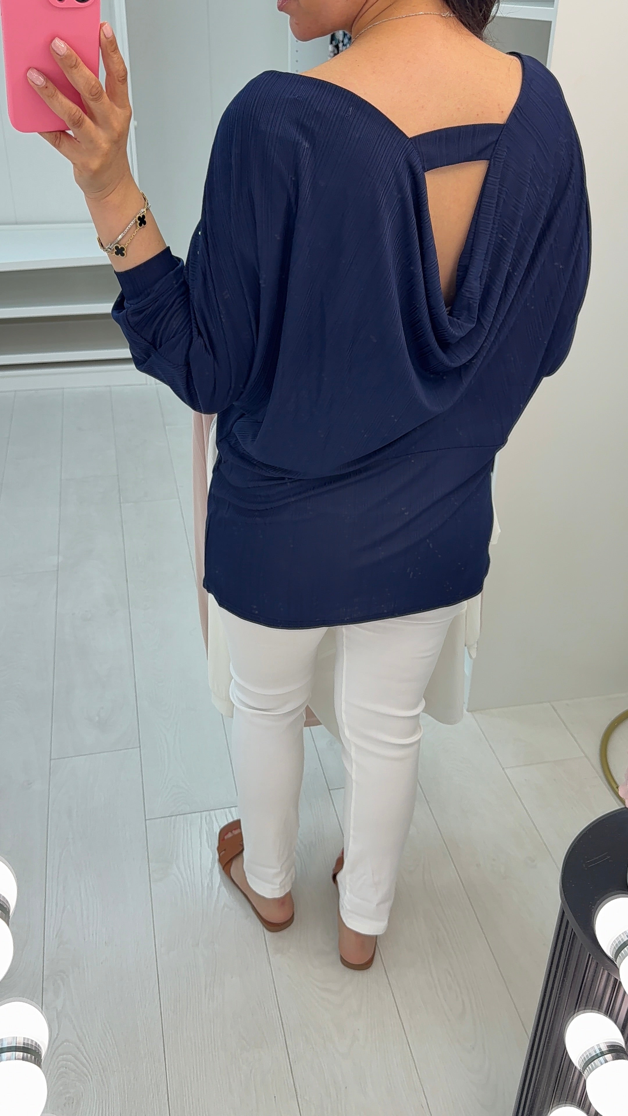 Pita Diamante Drape Back Detail Top