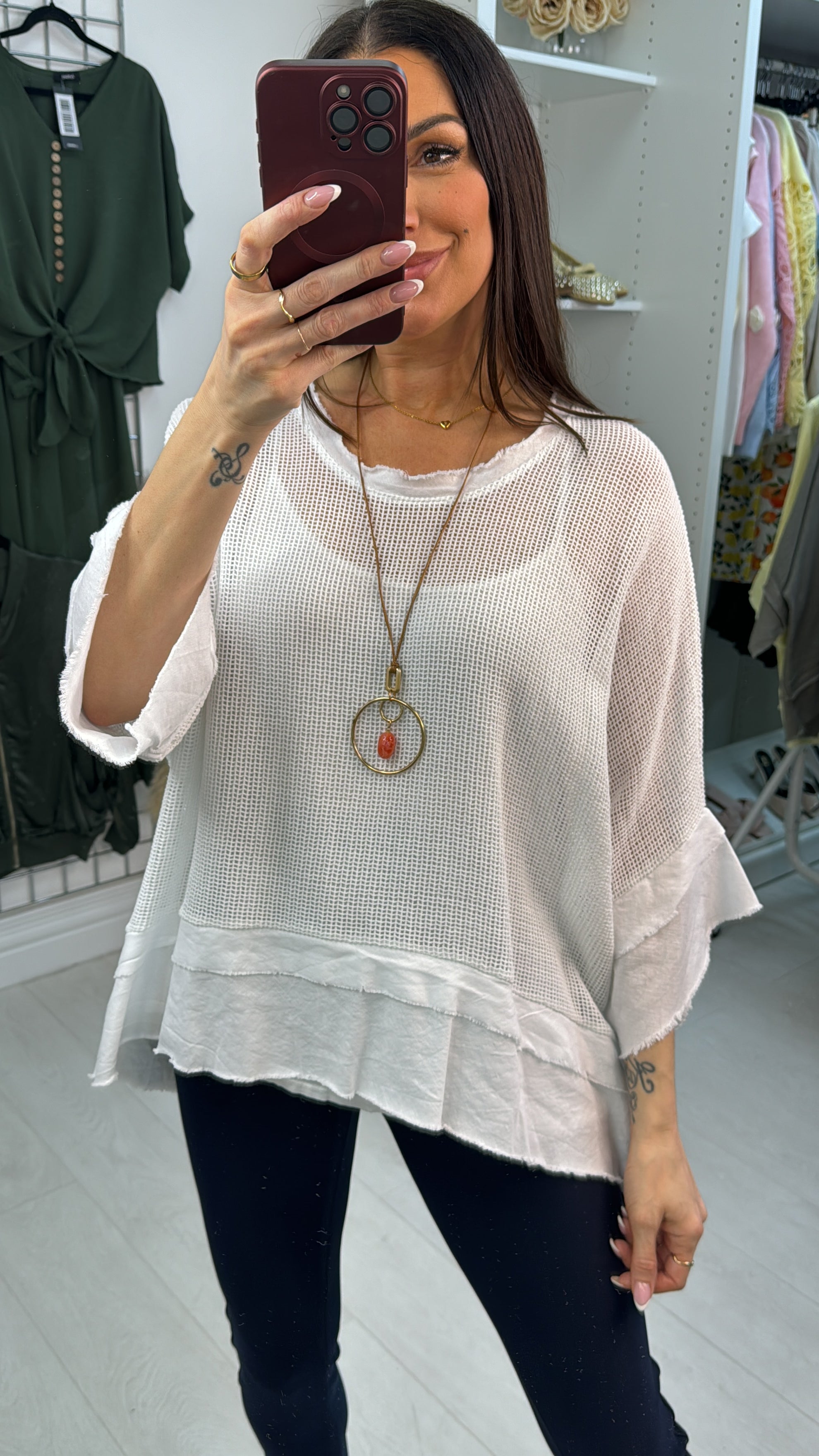 Fiorinda Crochet 2 Piece Necklace Oversized Top