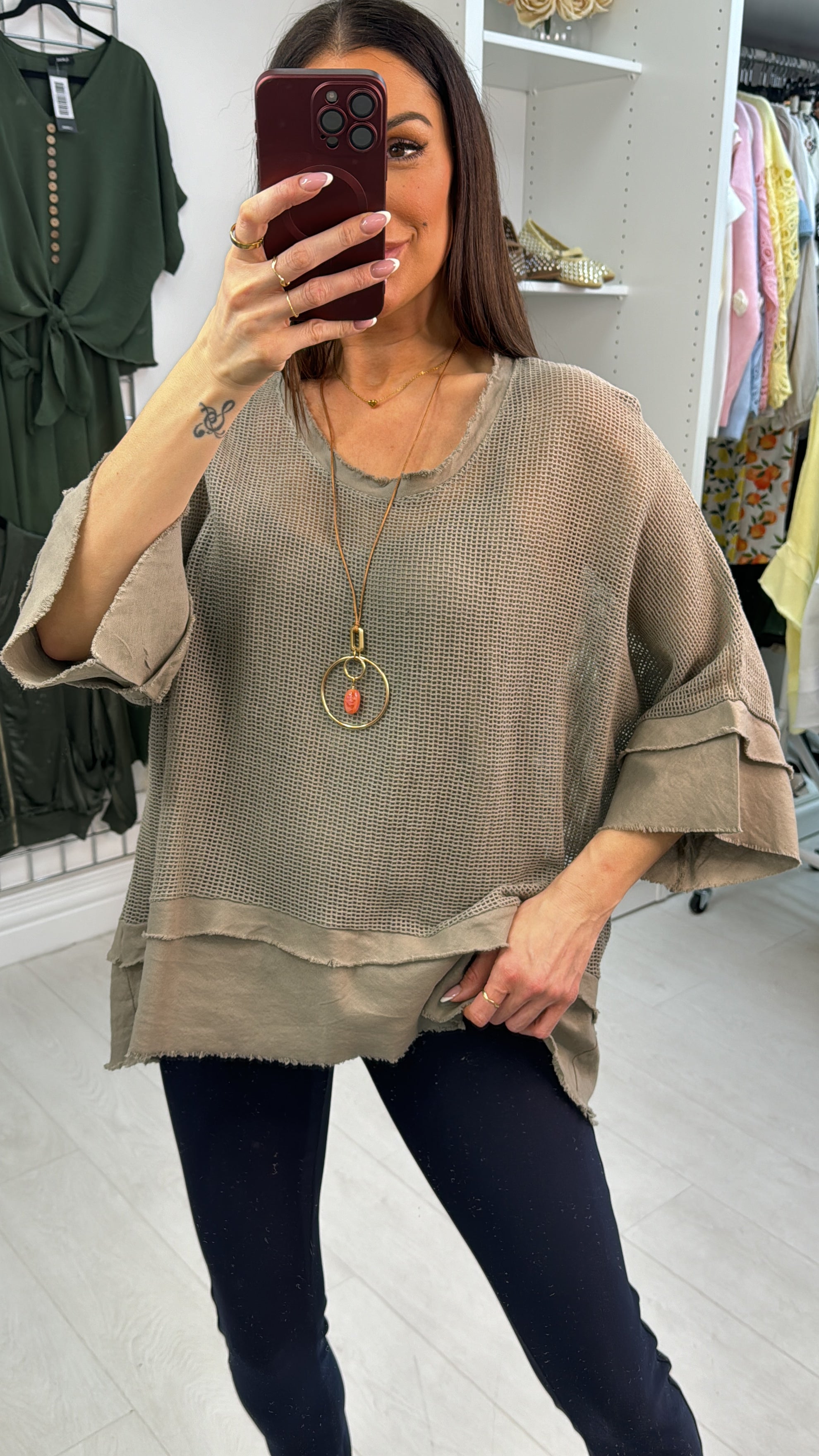 Fiorinda Crochet 2 Piece Necklace Oversized Top