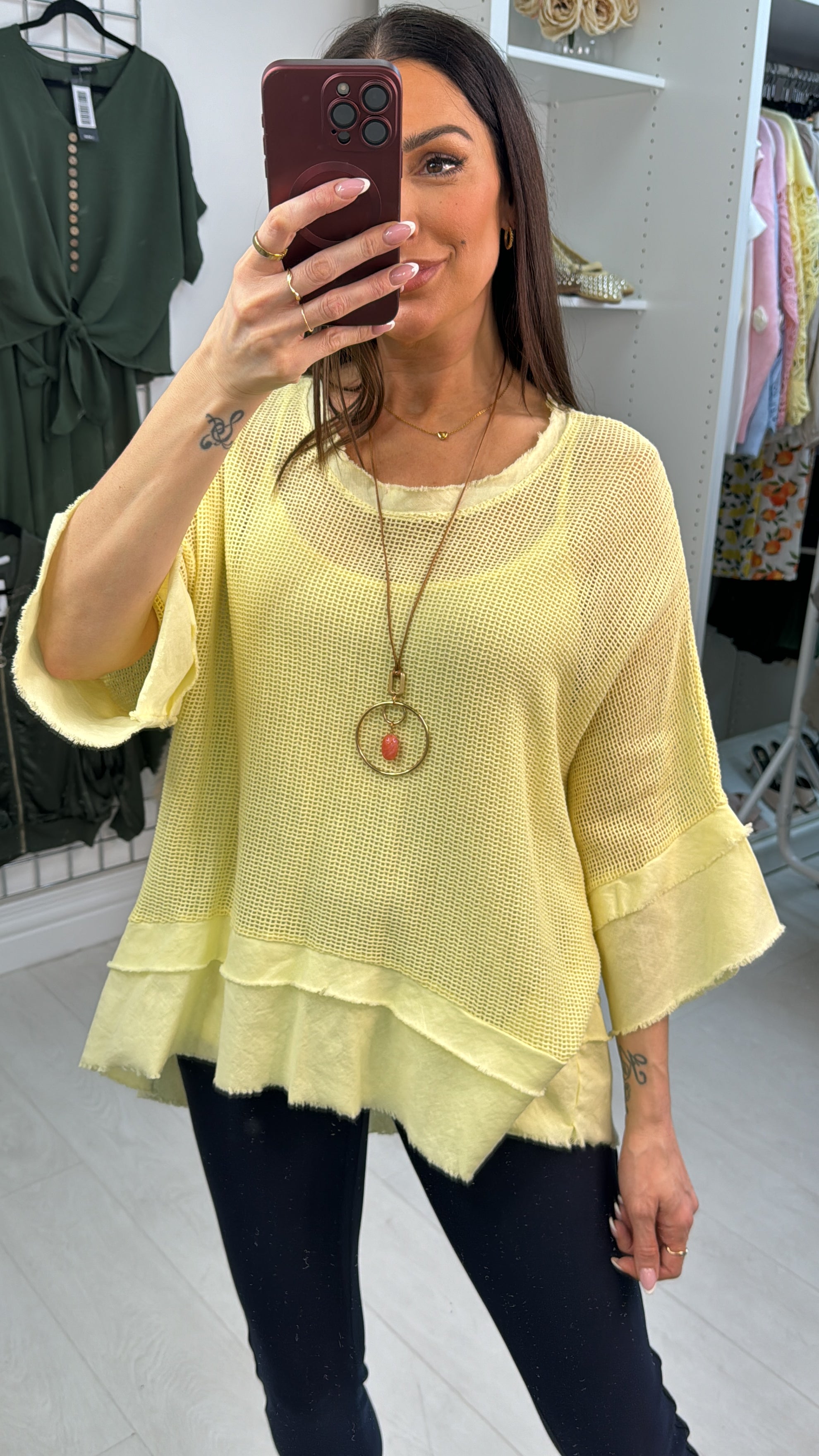 Fiorinda Crochet 2 Piece Necklace Oversized Top