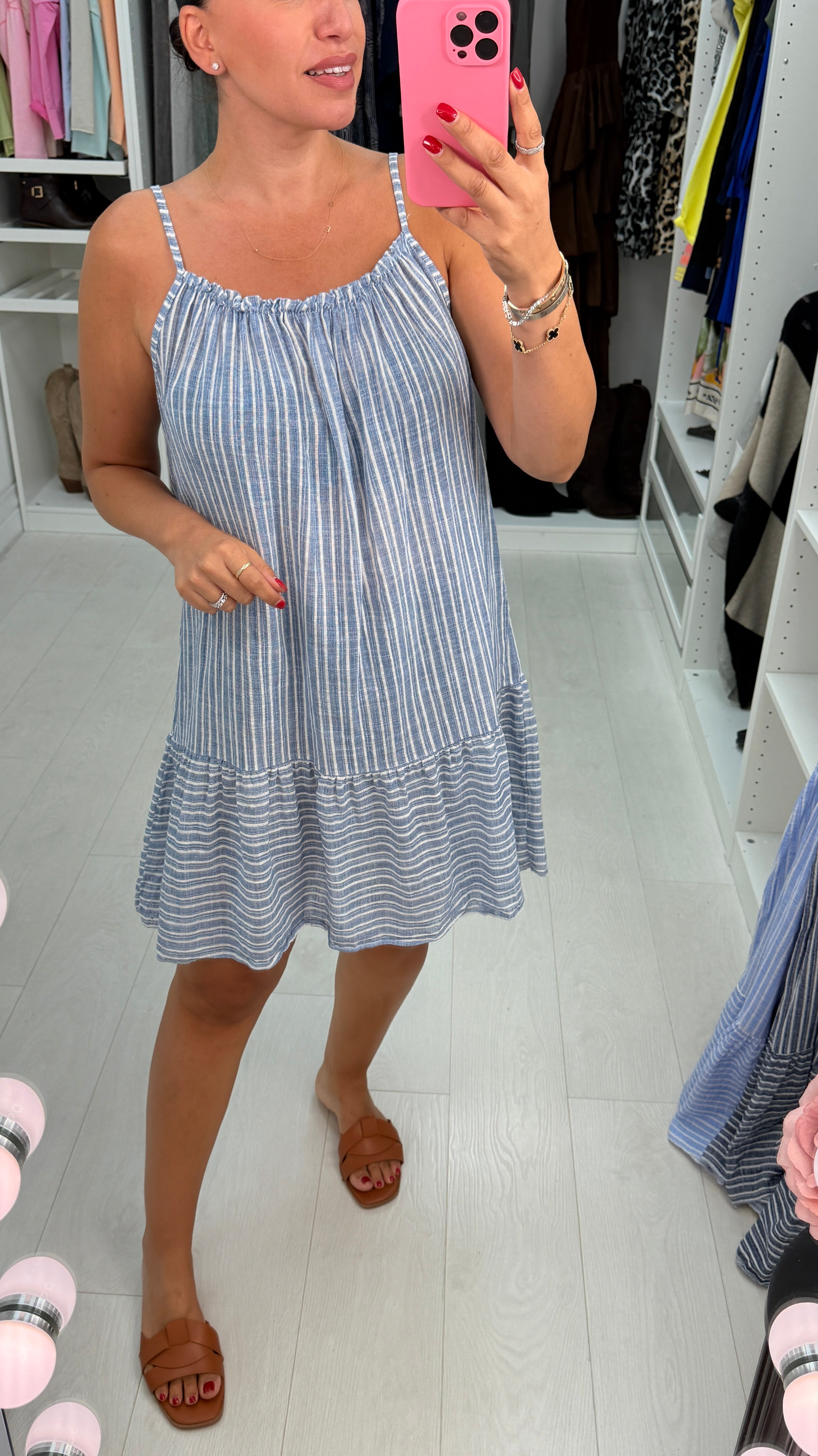 Kelce Striped Loose Fit Midi Dress