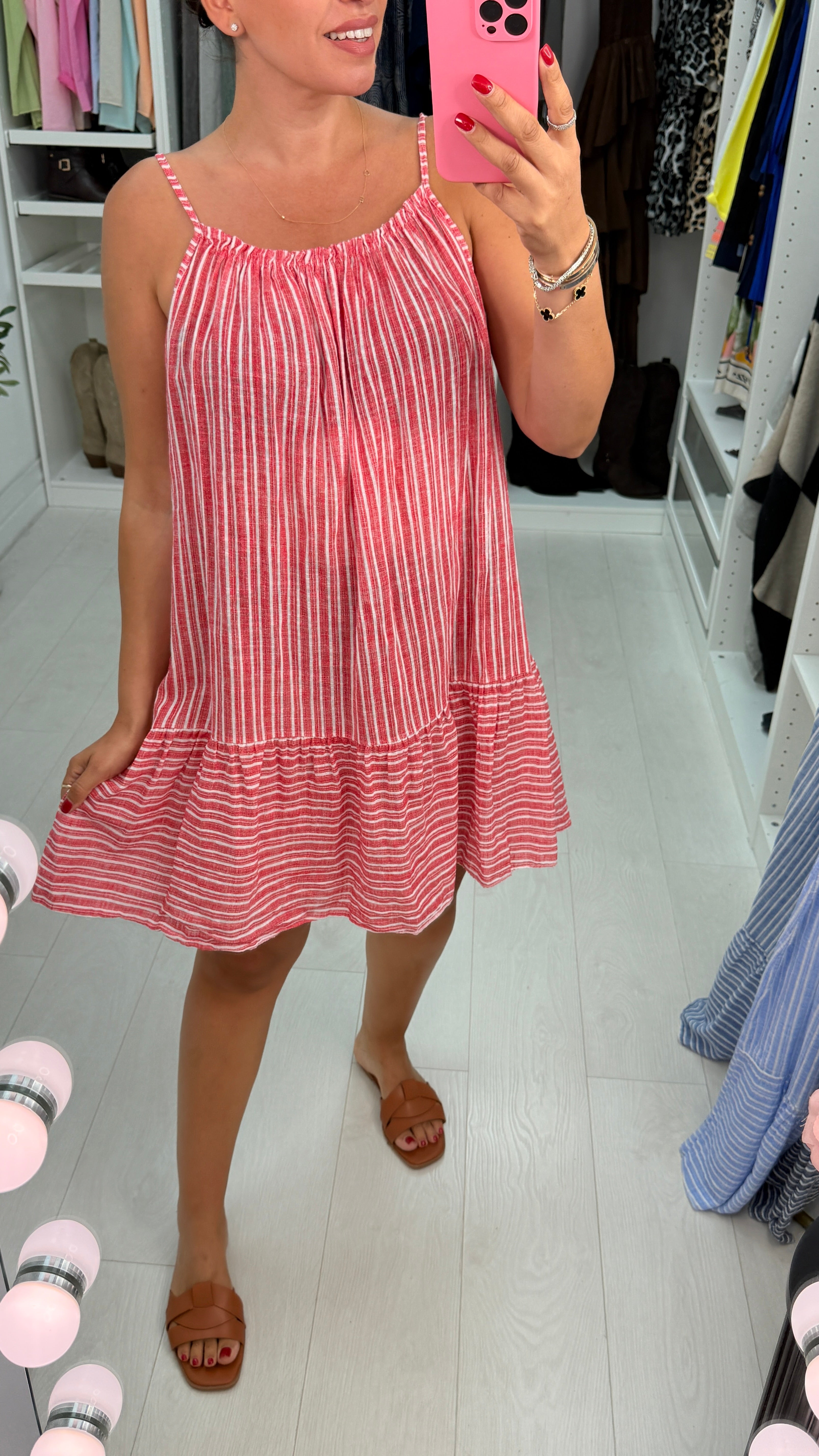 Kelce Striped Loose Fit Midi Dress