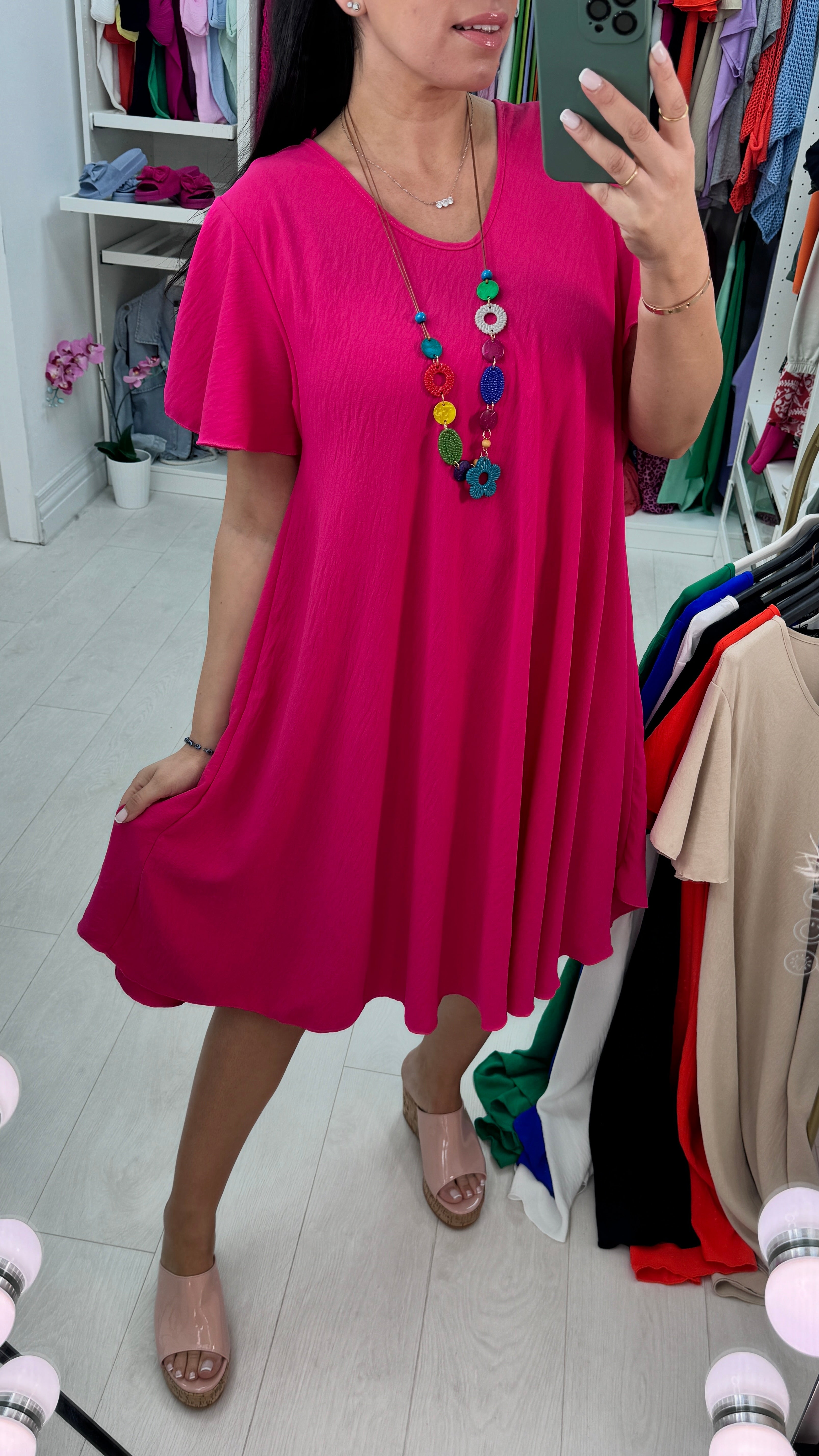 Amira Loose Fit Dress With Necklace