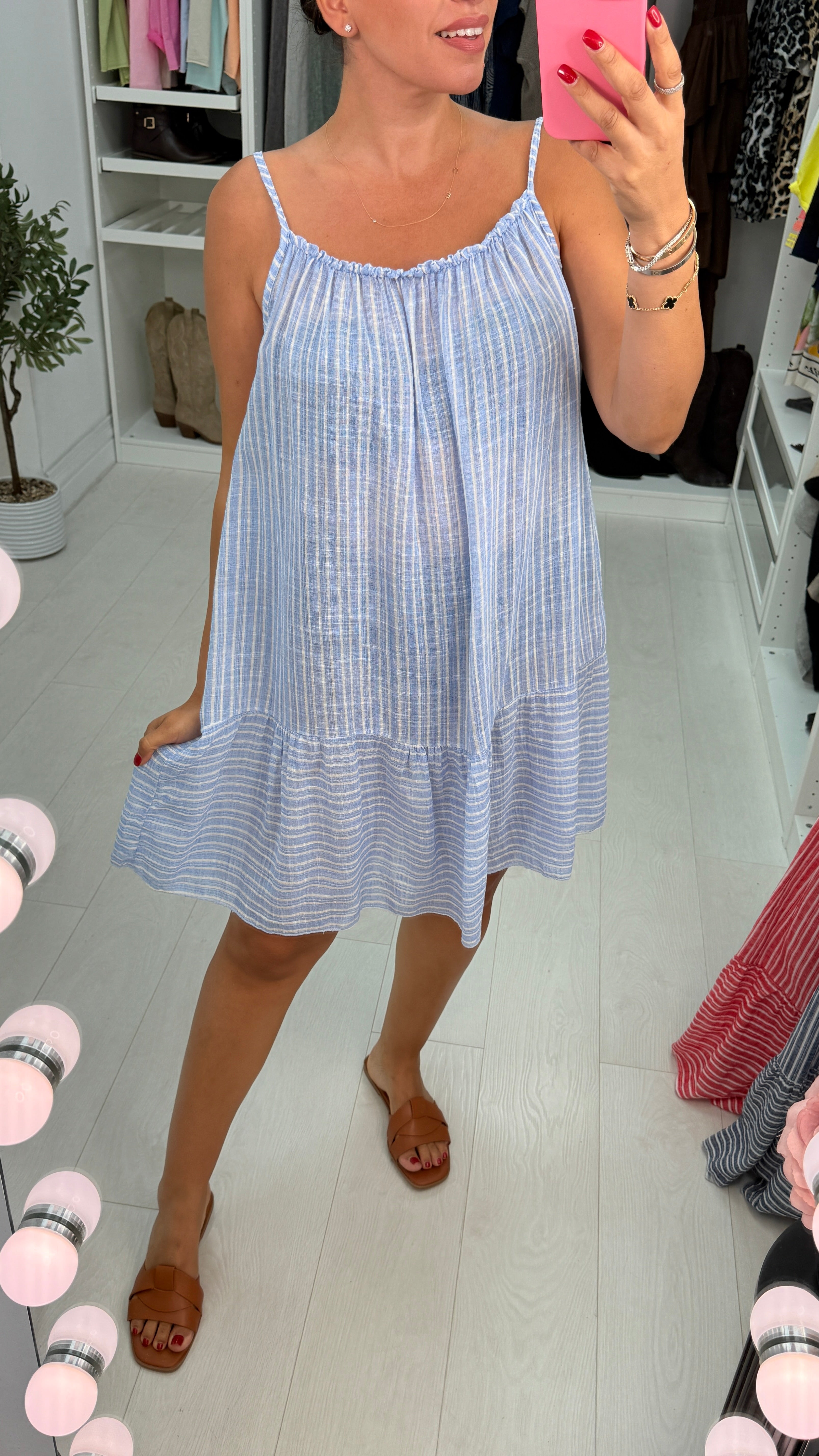 Kelce Striped Loose Fit Midi Dress