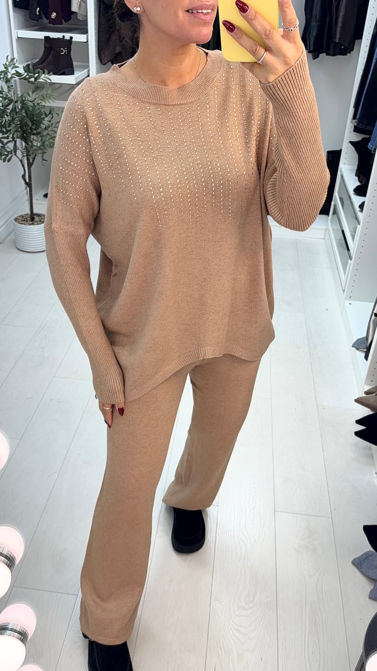 Justine Embellished Longline Dipped Hem Loungewear Set