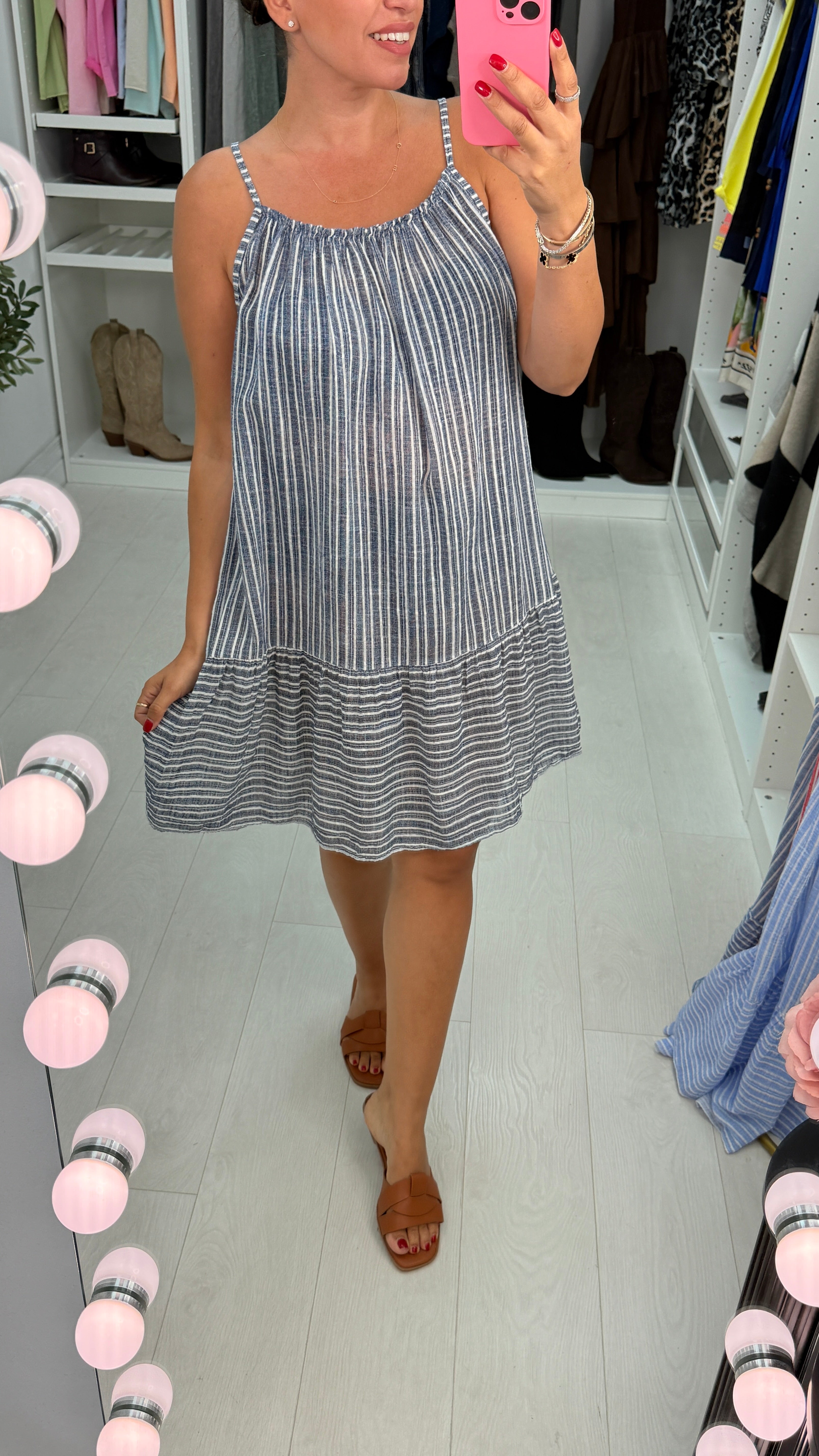 Kelce Striped Loose Fit Midi Dress