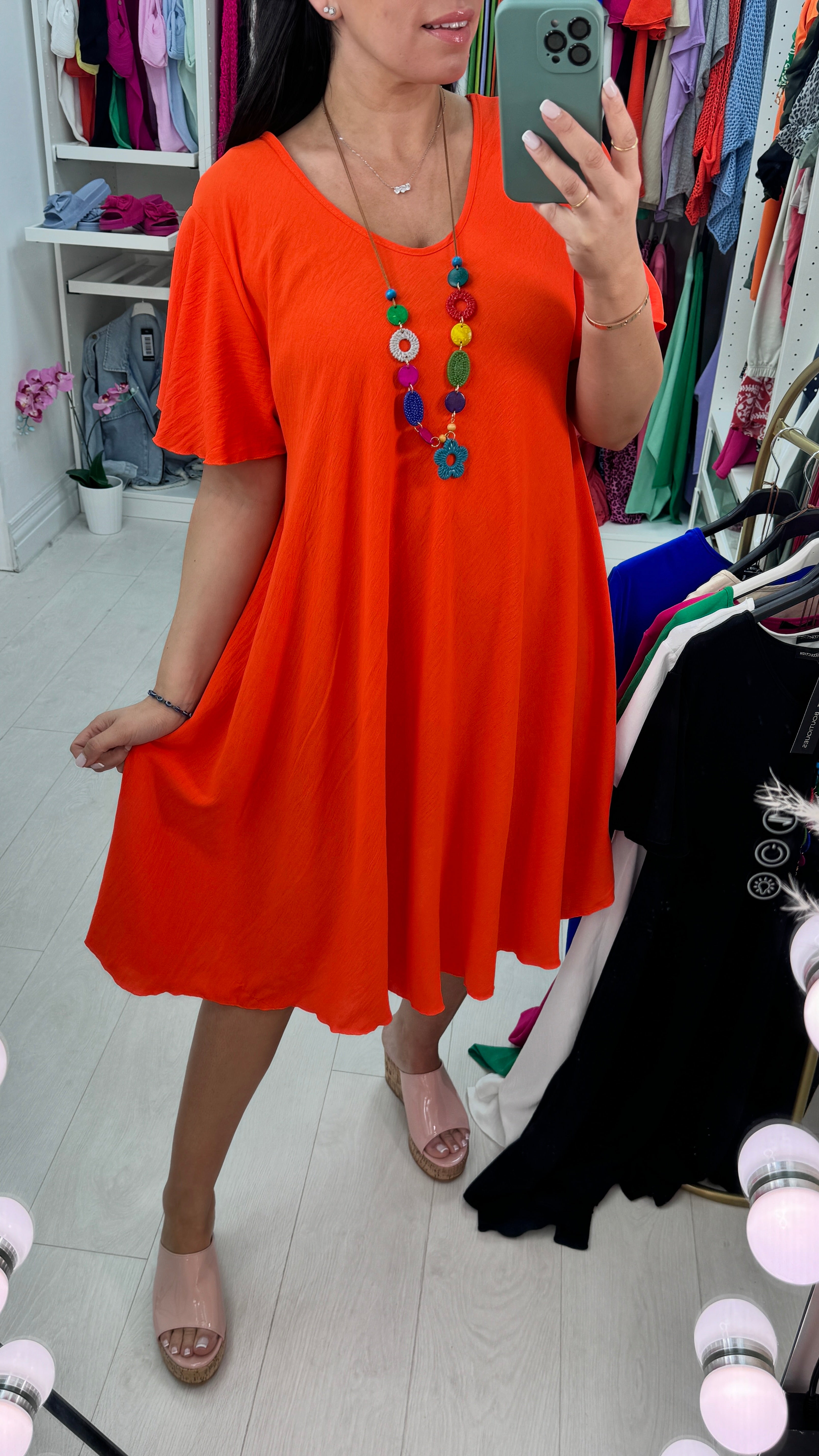 Amira Loose Fit Dress With Necklace