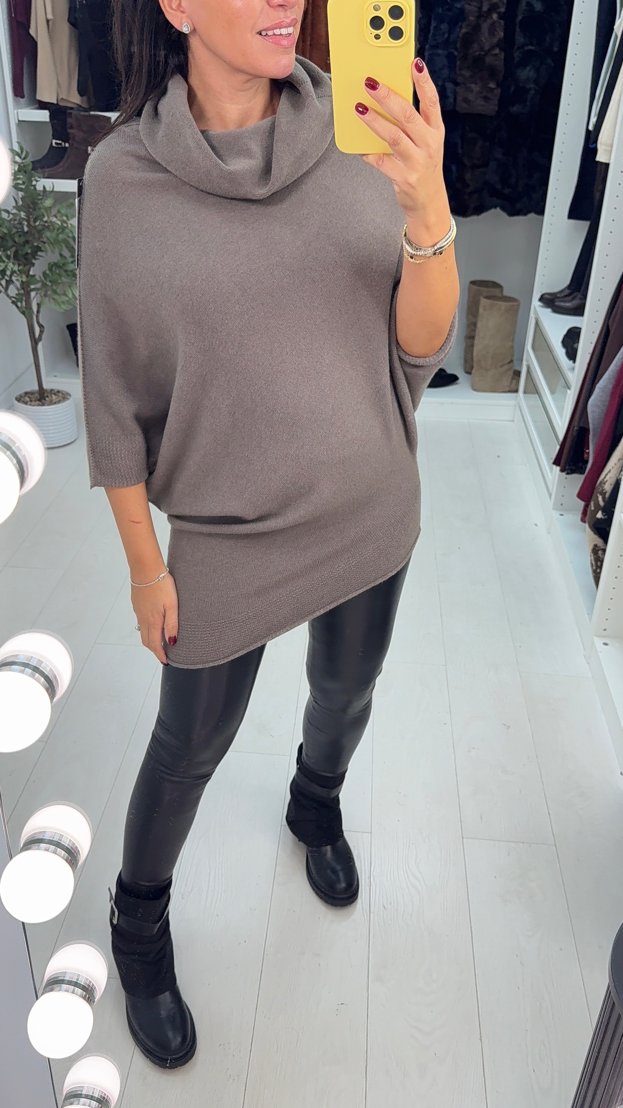 Elissia Super Soft Roll Neck Poncho Jumper